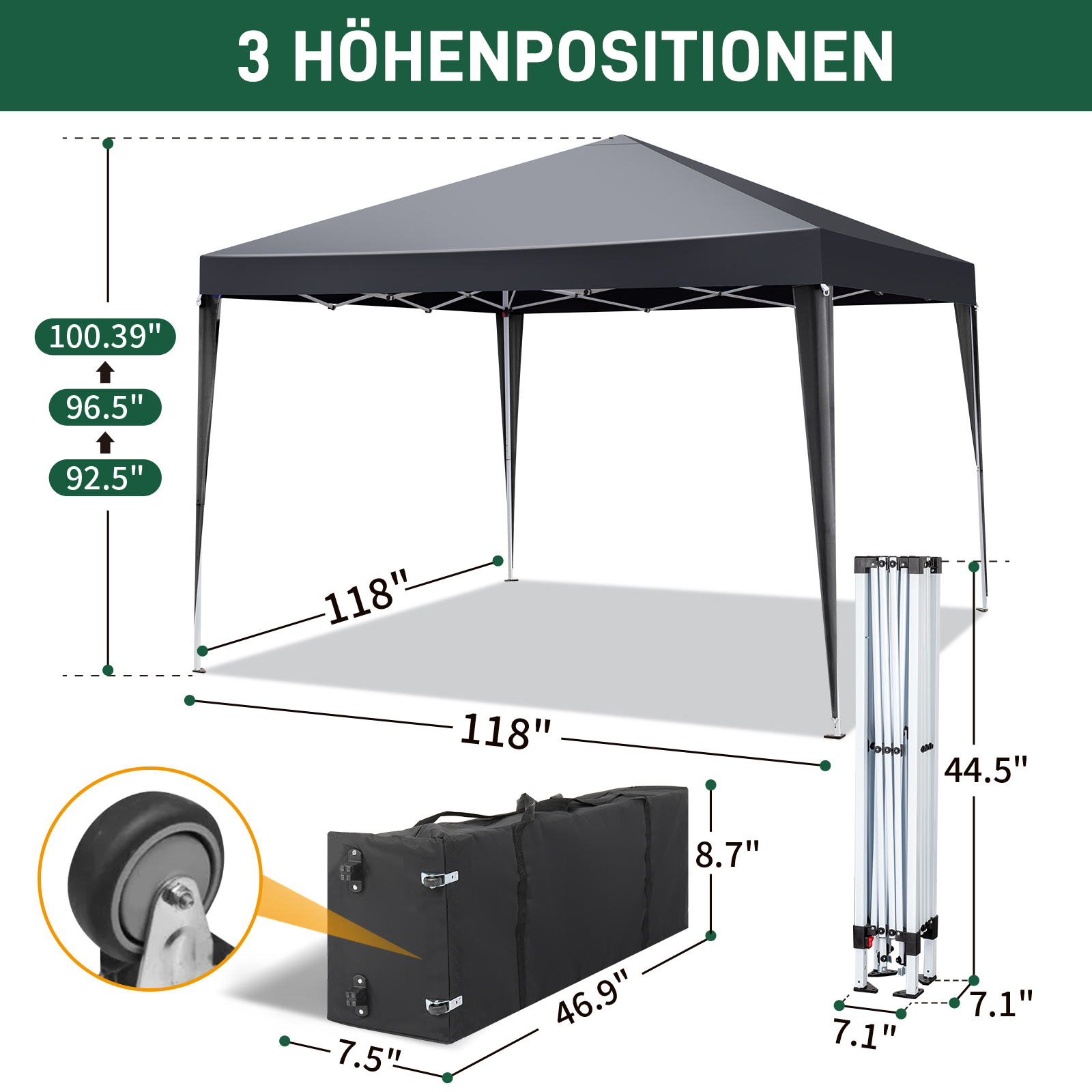 Pavillon 2x23x3 M Wasserdicht Faltpavillon Partyzelt Gartenzelt UV Schutz 2025