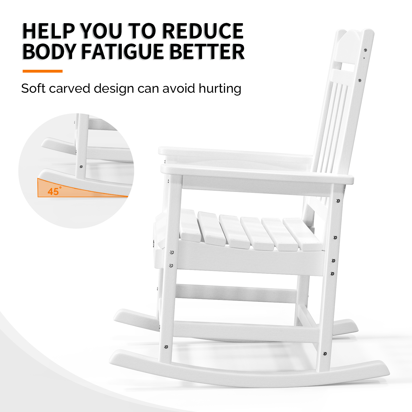 VINGLI Outdoor Rocking Chair, HDPE Rocking Chair with Higher Backrest - Picture 9 of 14