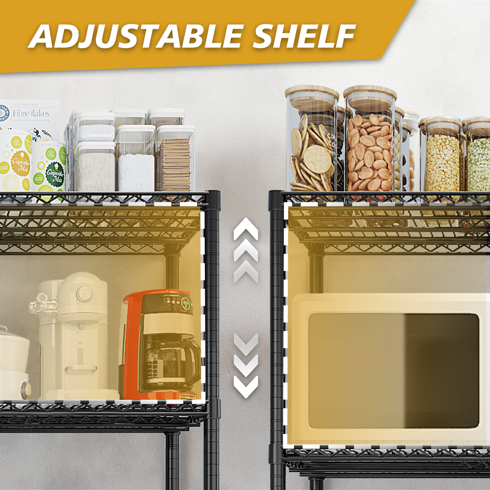 75"H Wire Rolling Shelving Unit on Wheels Adjustable Storage Rolling Wire Rack