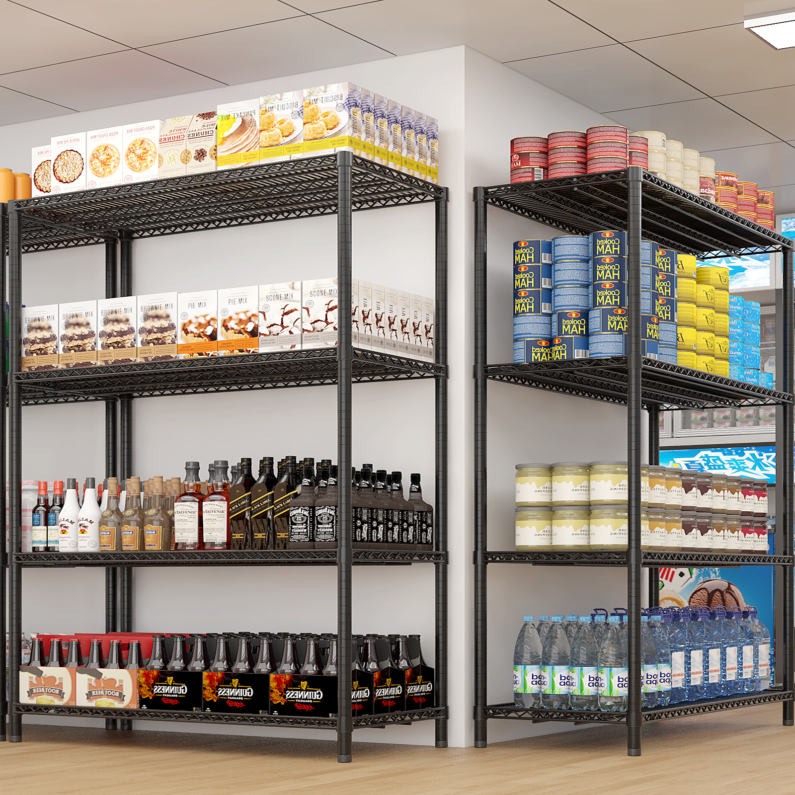 75"H Wire Rolling Shelving Unit on Wheels Adjustable Storage Rolling Wire Rack