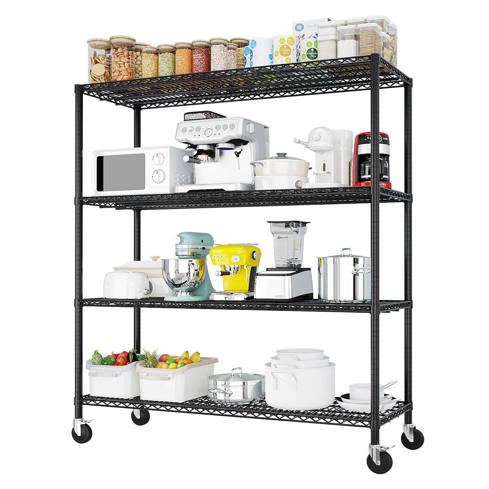 55x23x75" Heavy Duty Wire Rolling Storage Shelf Unit on Wheels Adjustable Rack