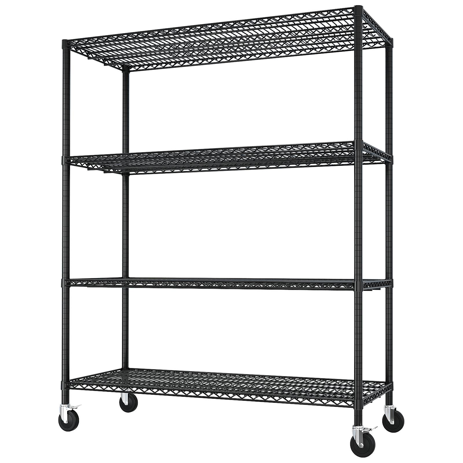 55x23x75" Heavy Duty Wire Rolling Storage Shelf Unit on Wheels Adjustable Rack