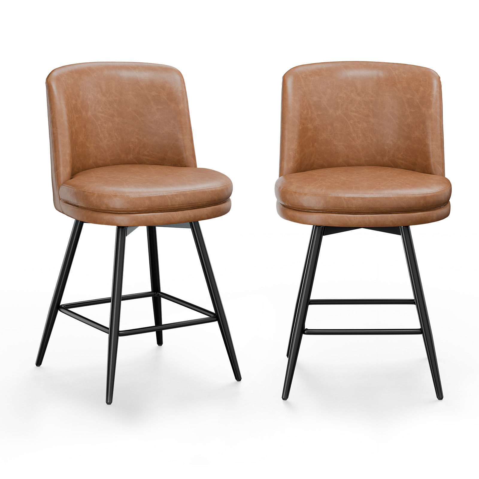 37 Inch 360° Swivel Stools with Back Tall Stools for Kitchen Island Home Bar - Picture 35 of 50