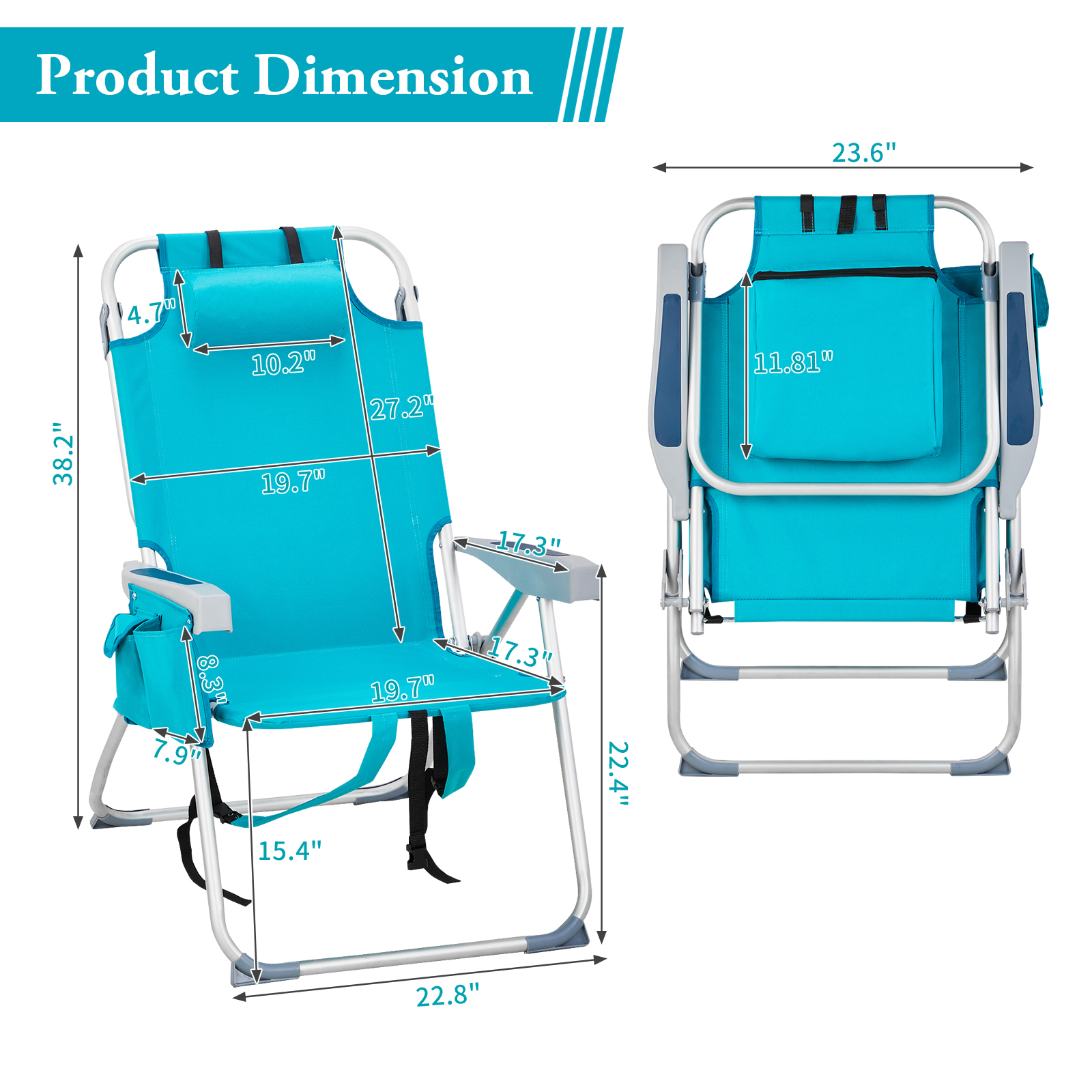 Folding Backpack Beach Chairs for Adults,Heavy Duty Camping Chair,Adjustable
