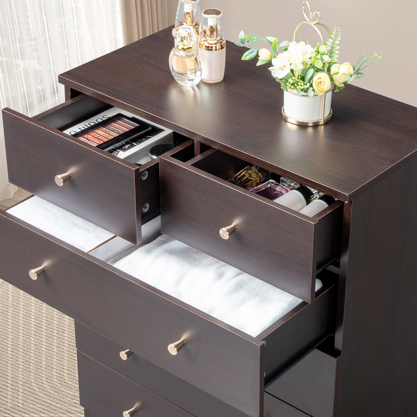 Dresser for Bedroom 6 Drawer Dressers Storage Cabinet Chests of Drawers 2 Colors