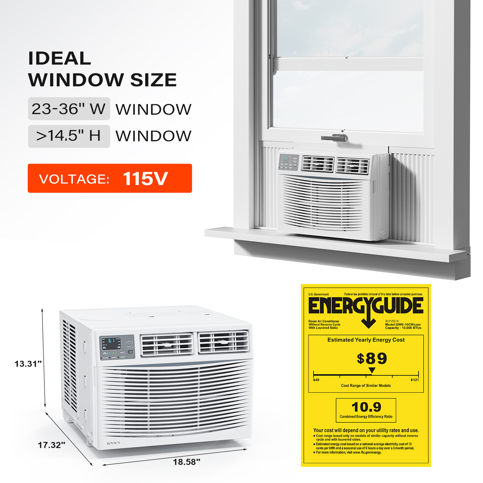 8000-24000BTU WIFI Window Air Conditioner Energy-Saving Window AC Unit & Kit - Picture 7 of 17
