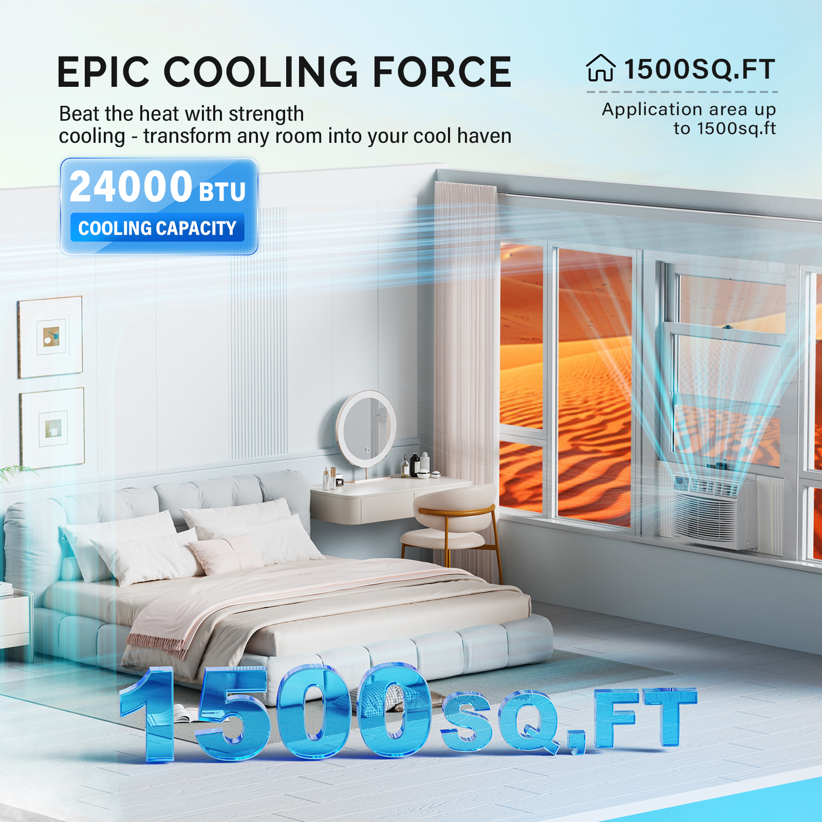 8000-24000BTU WIFI Window Air Conditioner Energy-Saving Window AC Unit & Kit - Picture 16 of 17