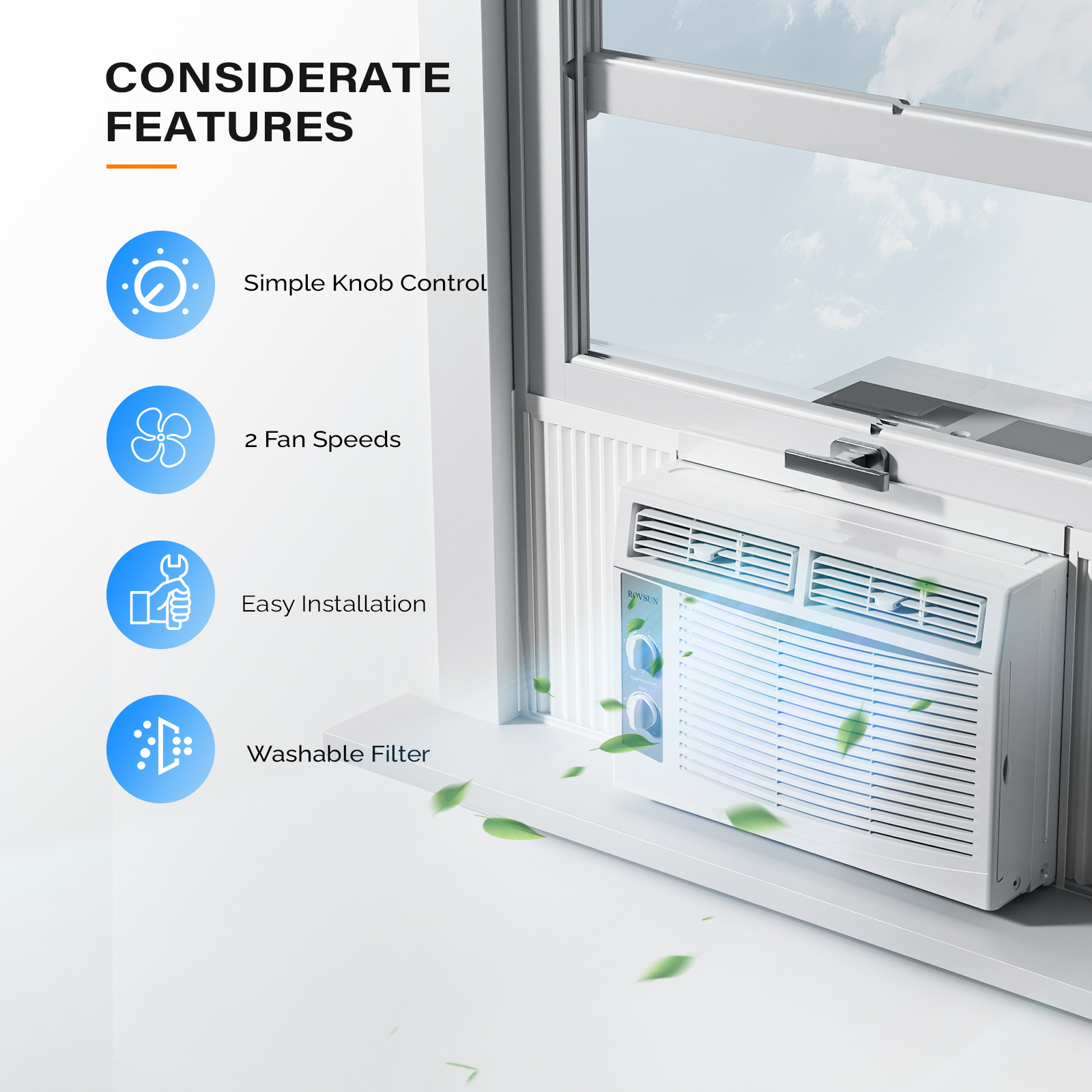 5000-6000BTU Window Air Conditioner, Energy-Saving Window AC Unit & Window Kit - Picture 8 of 17