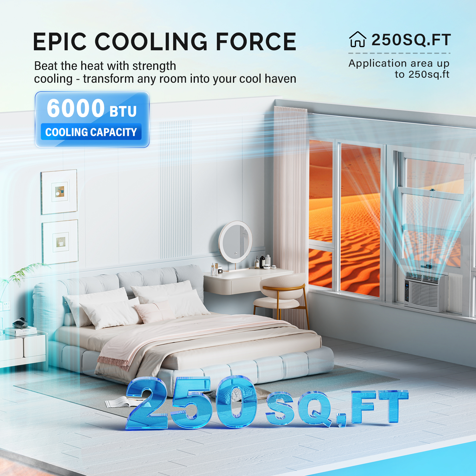 5000-6000BTU Window Air Conditioner, Energy-Saving Window AC Unit & Window Kit - Picture 11 of 17