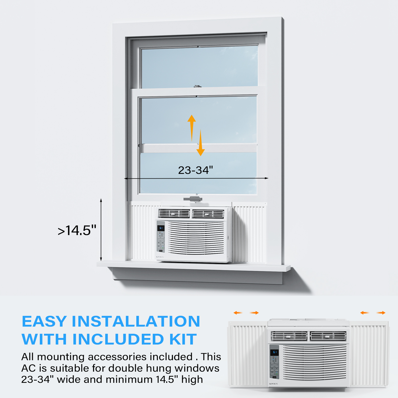 5000-6000BTU Window Air Conditioner, Energy-Saving Window AC Unit & Window Kit - Picture 15 of 17