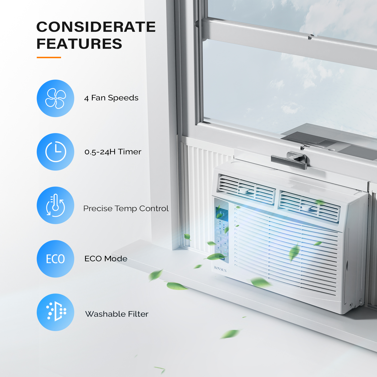 5000-6000BTU Window Air Conditioner, Energy-Saving Window AC Unit & Window Kit - Picture 14 of 17