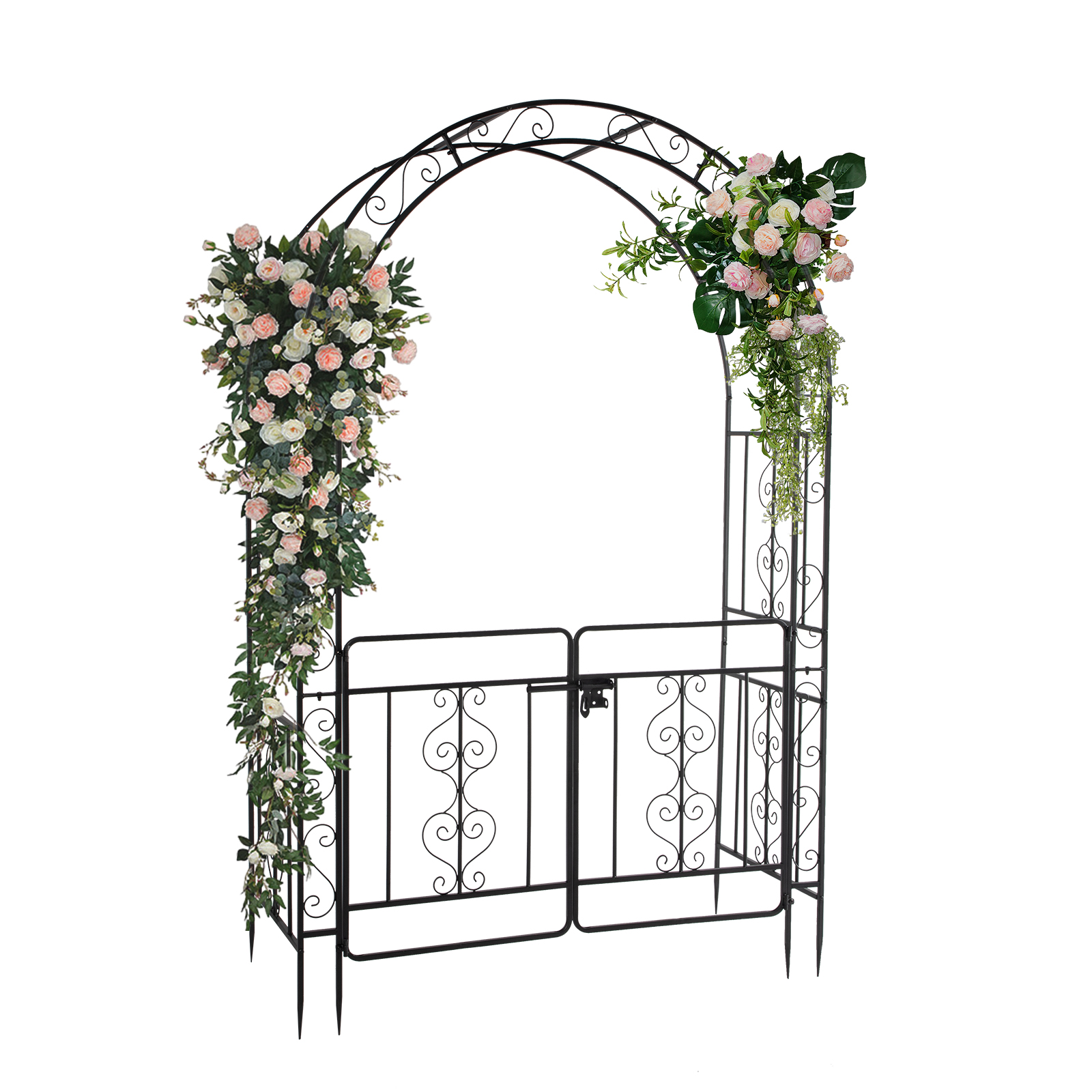 Metal Garden Arches Gate Trellis Arch Rose Arbour Frame Entrance Archway