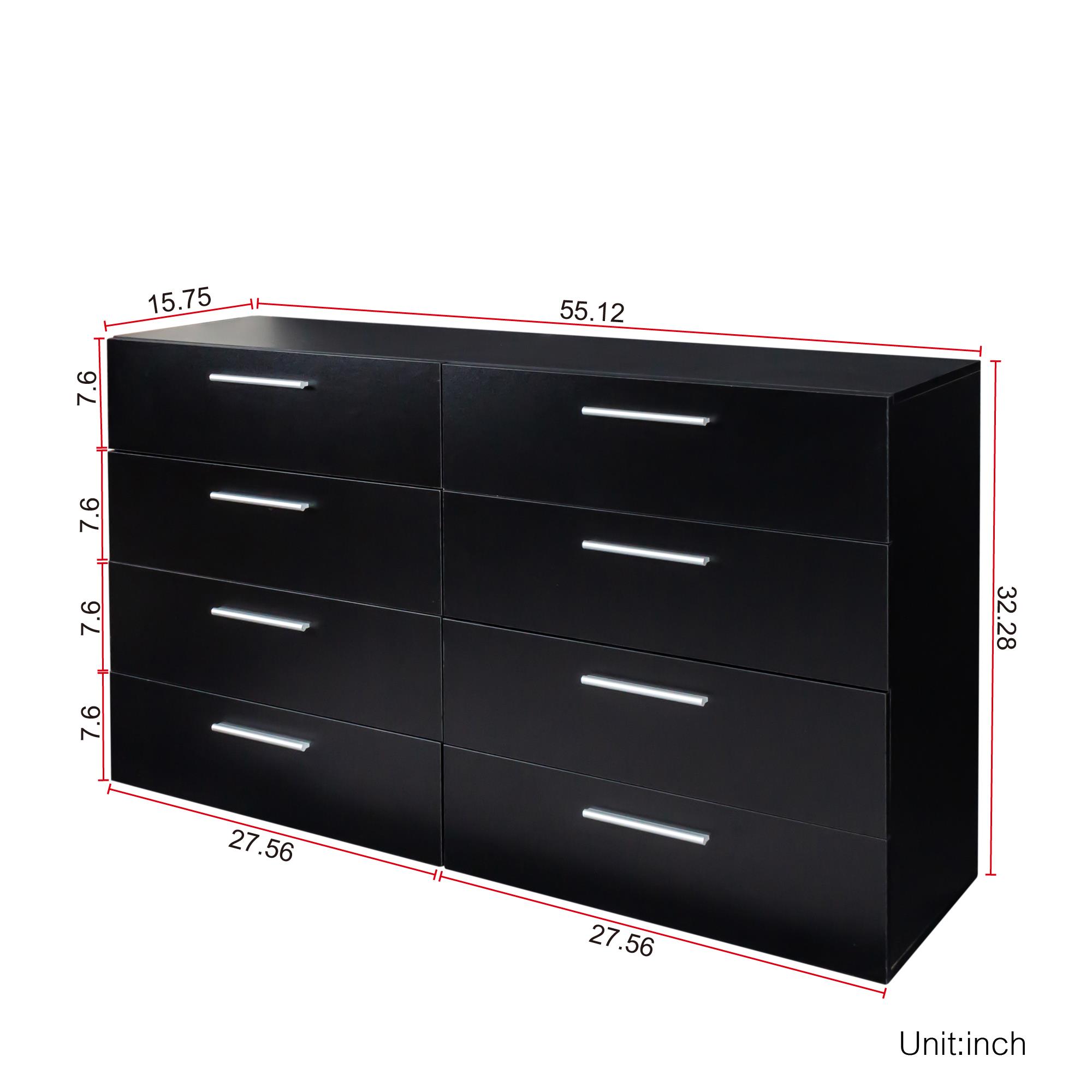 8 Drawers Dresser Double Wood Storage Dressers Chests of Drawers for Bedroom 55" - Picture 10 of 10