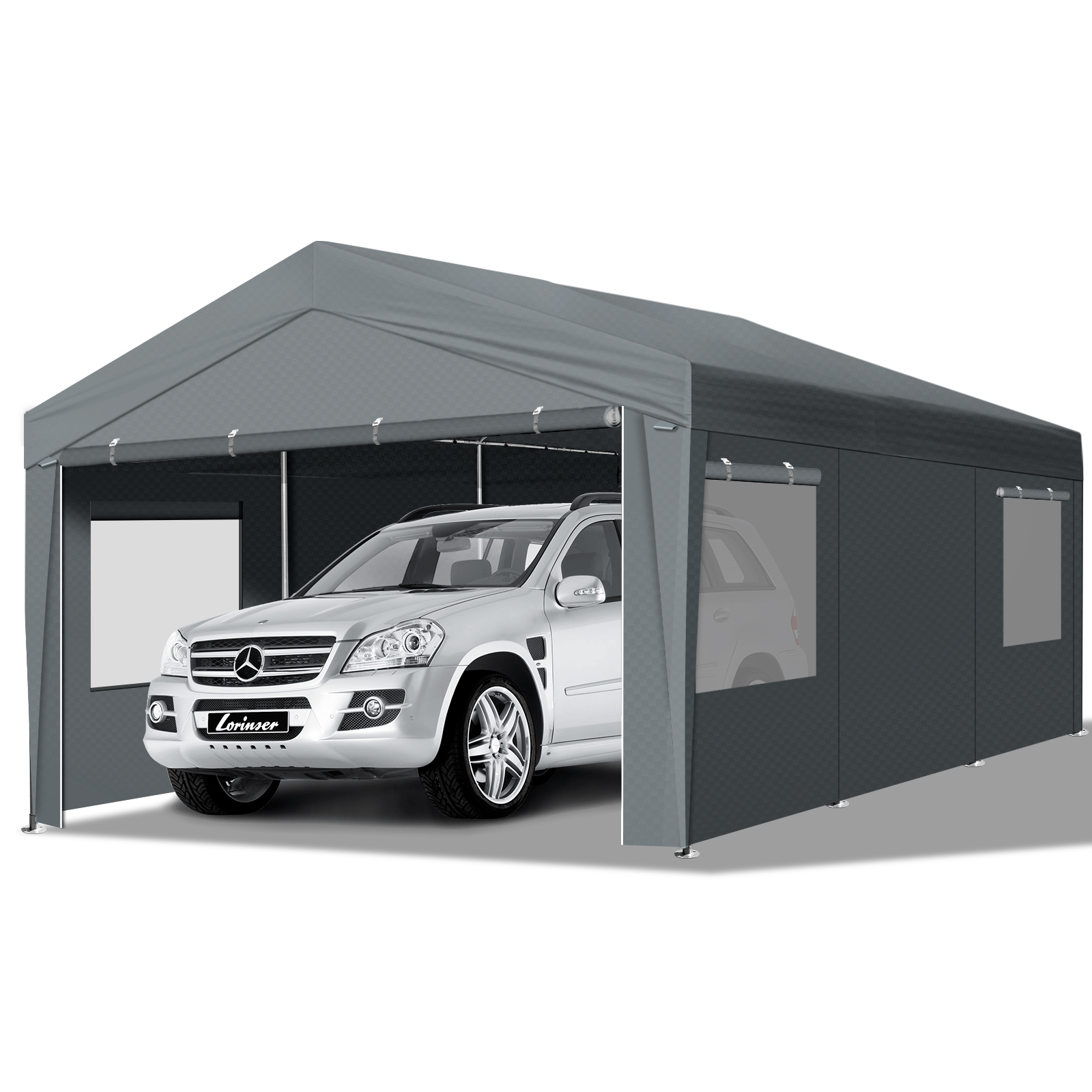 Car Heavy Duty Canopy 8 Legs Sidewalls & Windows