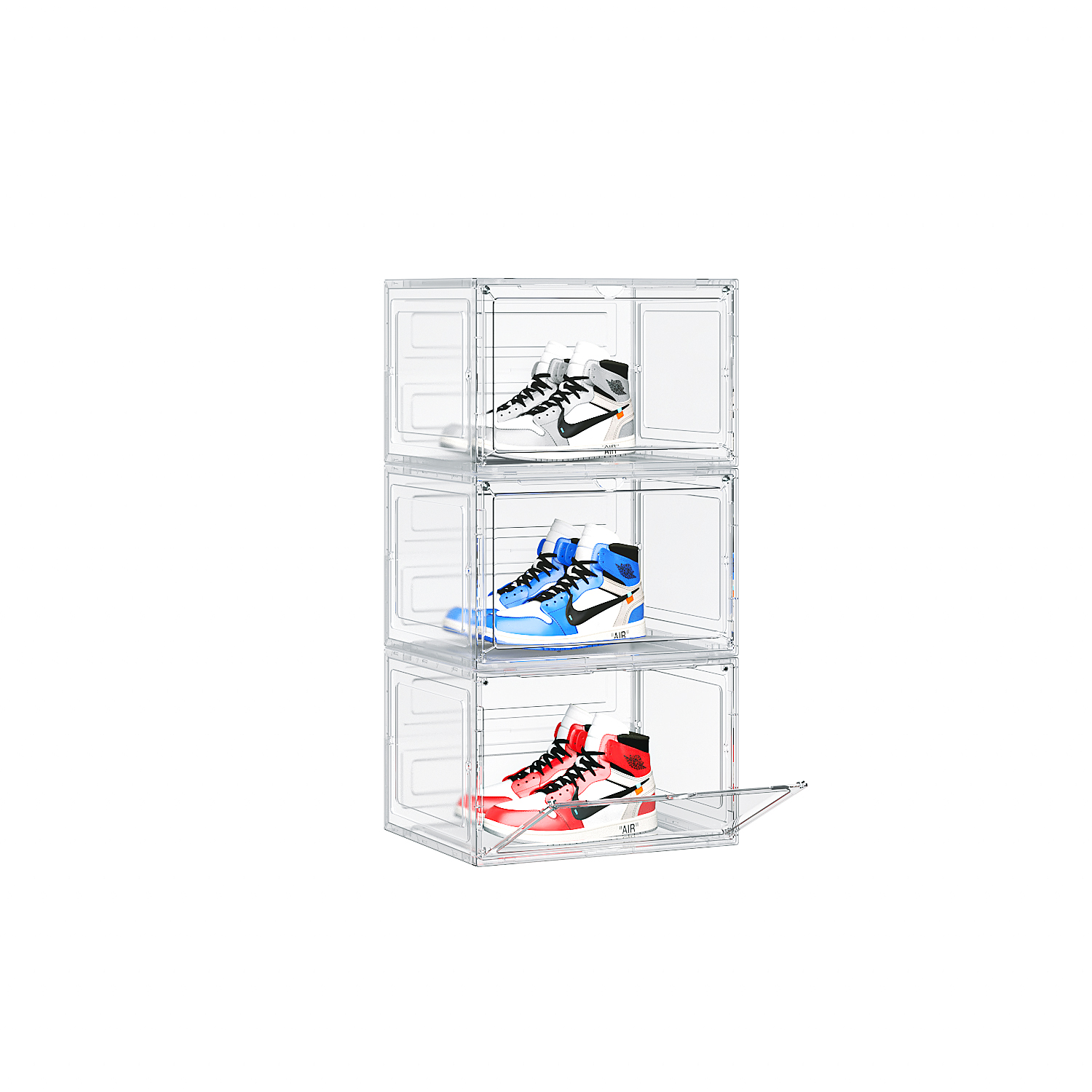 3/6/9PCS Clear Shoe Storage Box Acrylic Magnetic Sneaker Organizer Plastic Box - Picture 10 of 15