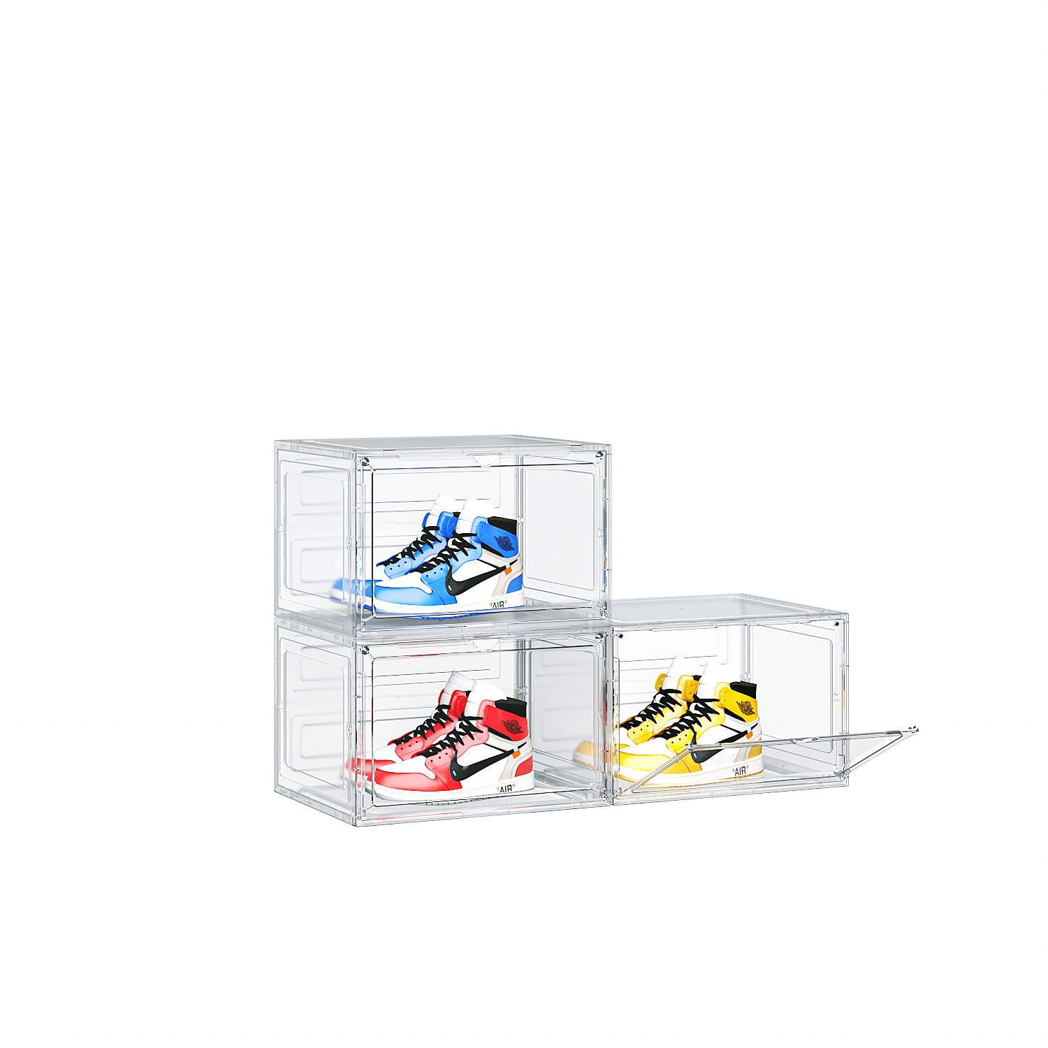 3/6/9PCS Clear Shoe Storage Box Acrylic Magnetic Sneaker Organizer Plastic Box - Picture 11 of 15