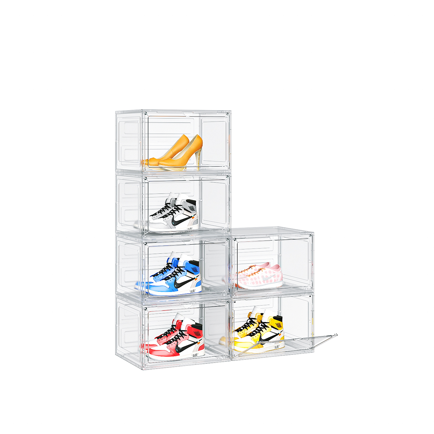 3/6/9PCS Clear Shoe Storage Box Acrylic Magnetic Sneaker Organizer Plastic Box - Picture 12 of 15
