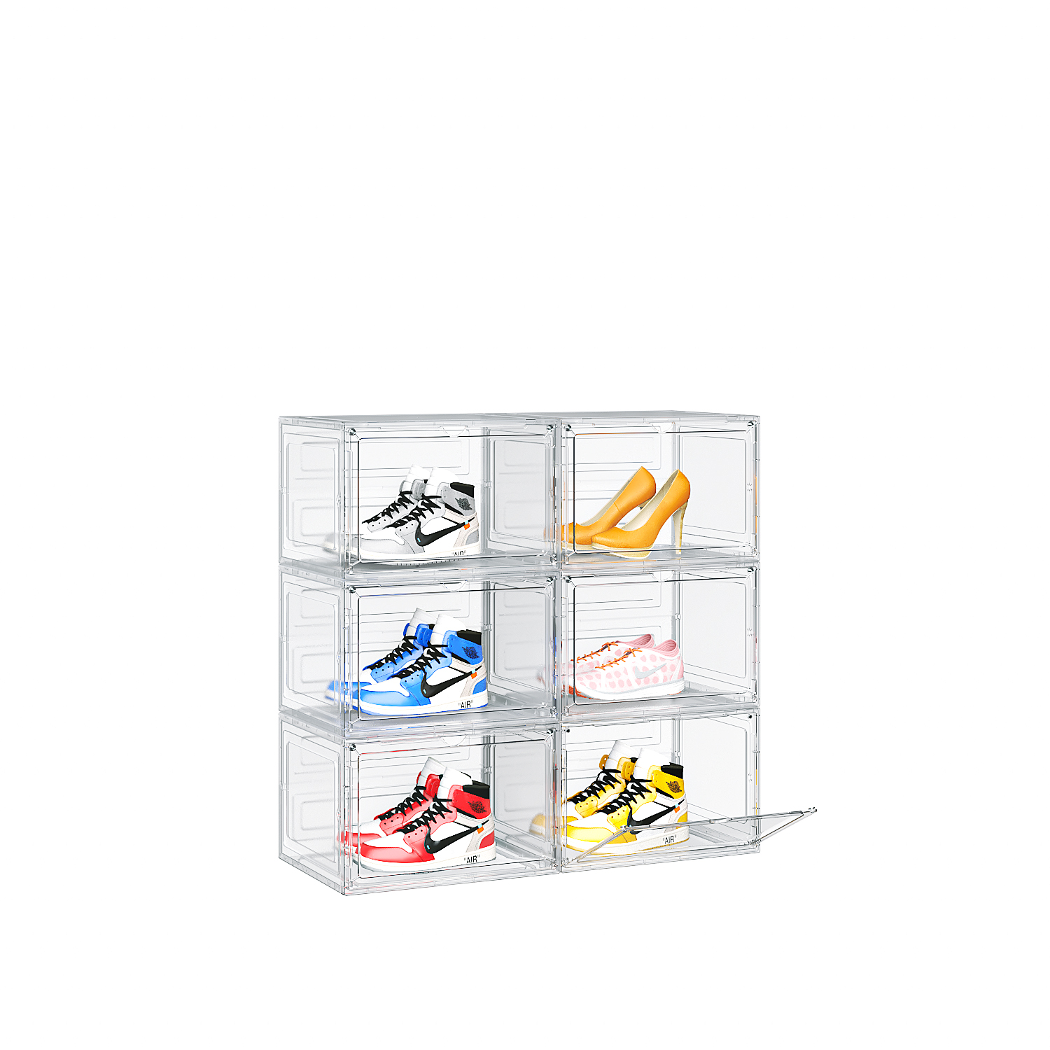 3/6/9PCS Clear Shoe Storage Box Acrylic Magnetic Sneaker Organizer Plastic Box - Picture 13 of 15