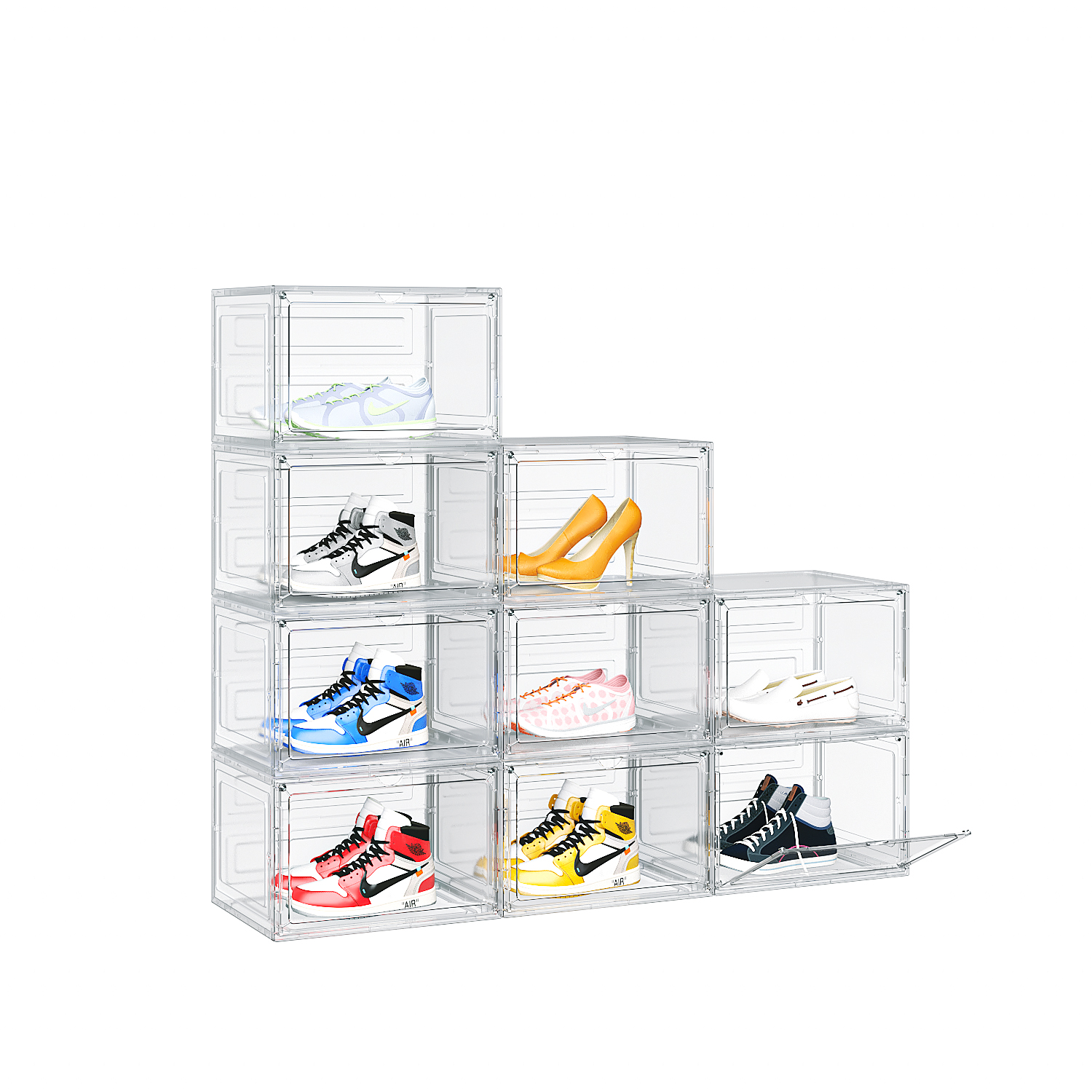 3/6/9PCS Clear Shoe Storage Box Acrylic Magnetic Sneaker Organizer Plastic Box - Picture 14 of 15