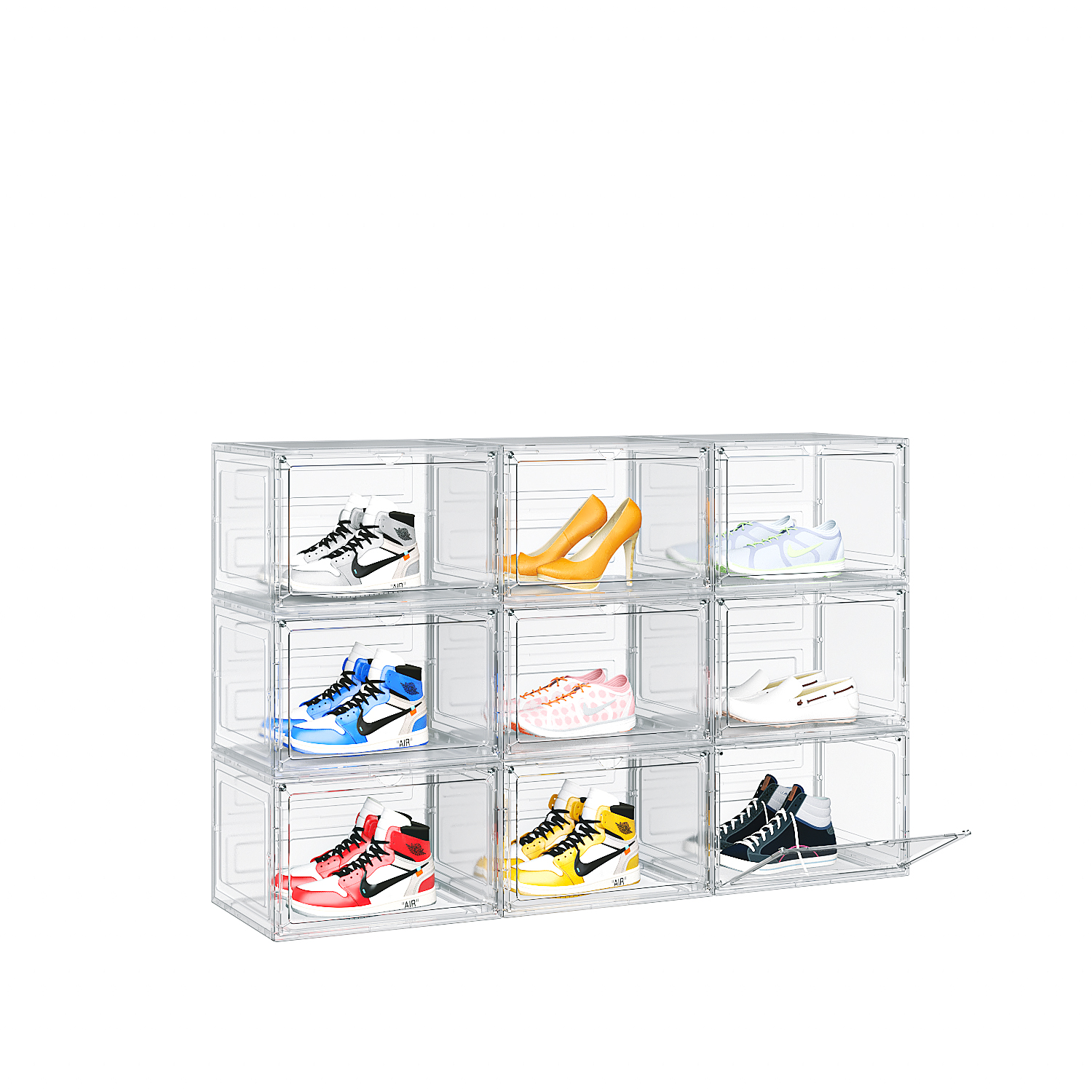 3/6/9PCS Clear Shoe Storage Box Acrylic Magnetic Sneaker Organizer Plastic Box - Picture 15 of 15