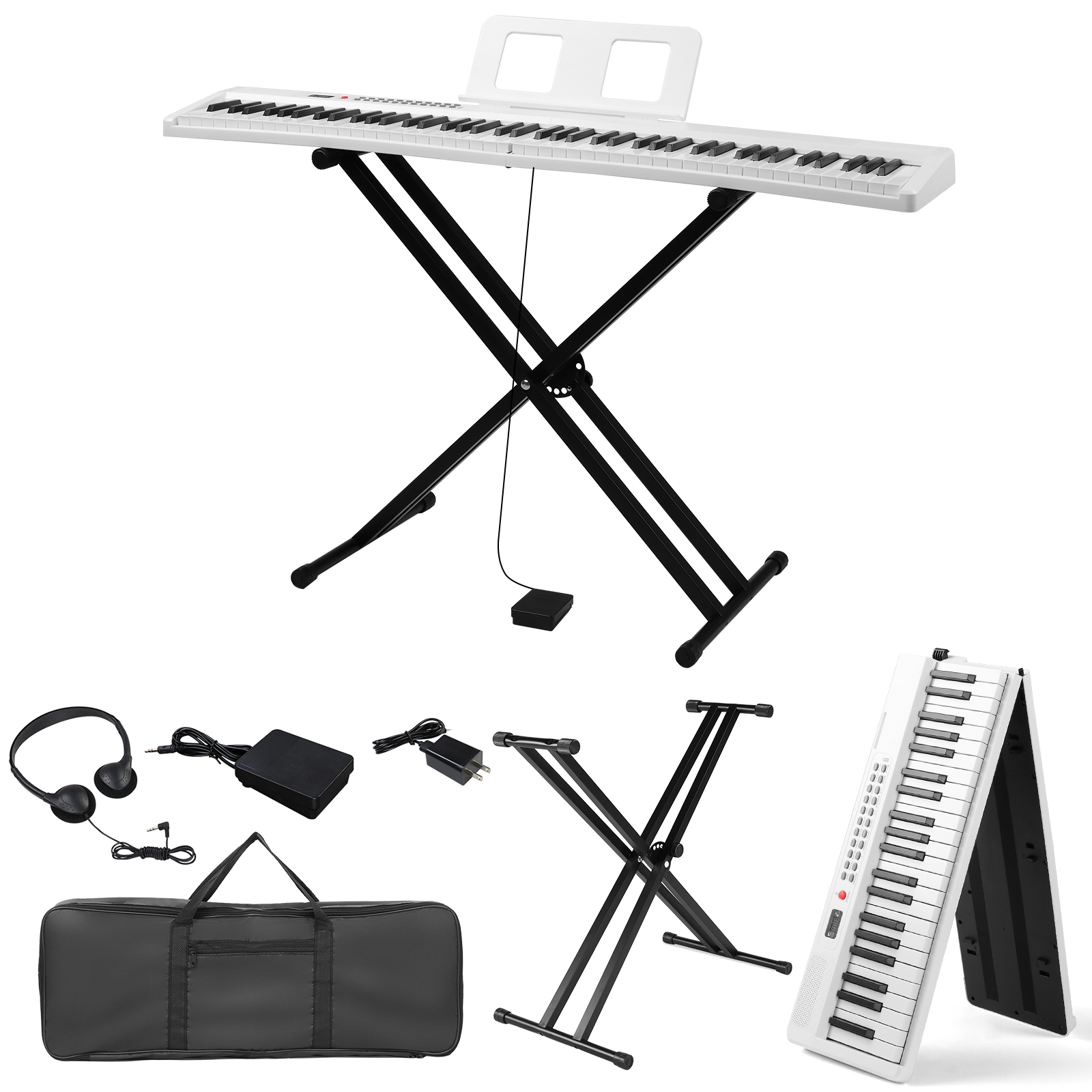 Glarry 88-Key Folding Electric Piano Keyboard w/MIDI Bluetooth for Adult Kid - Picture 8 of 9