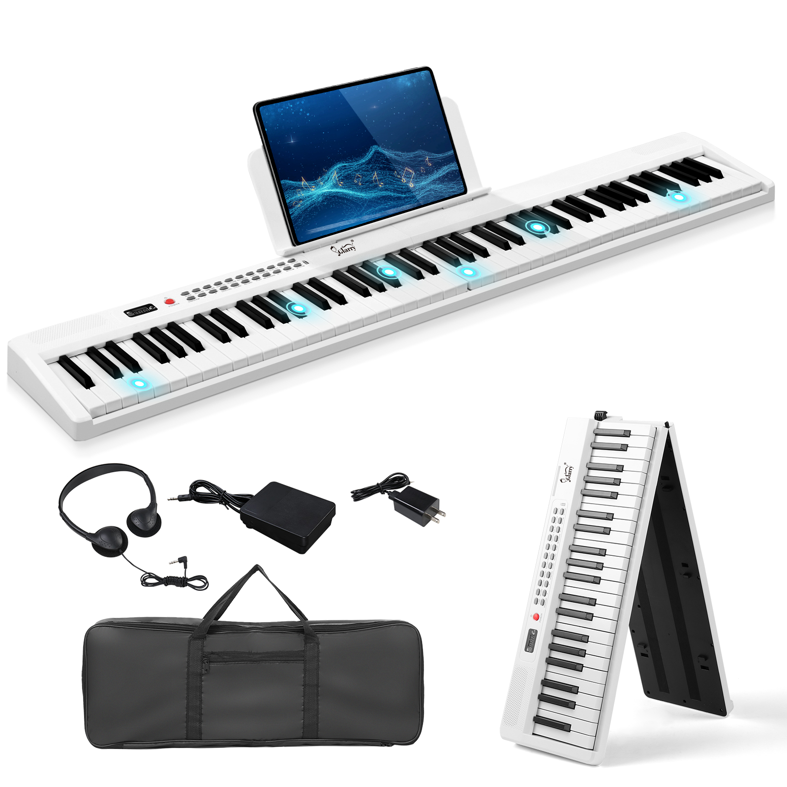 Glarry Folding 88 Key Keyboard Piano With Stand,MIDI Bluetooth,Sustain - Picture 9 of 9