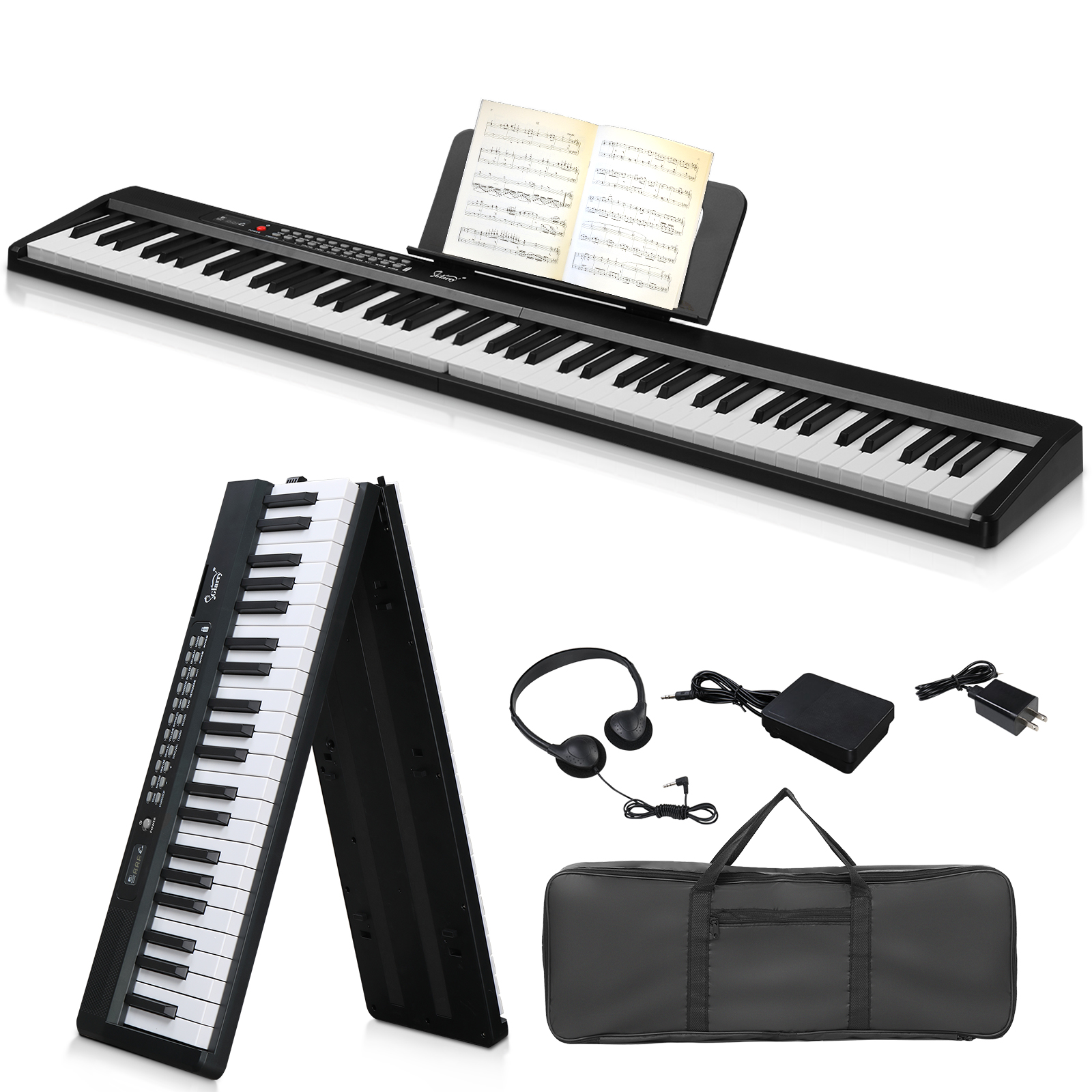 Glarry 88-Key Folding Electric Piano With Stand for Beginner Student With Bag