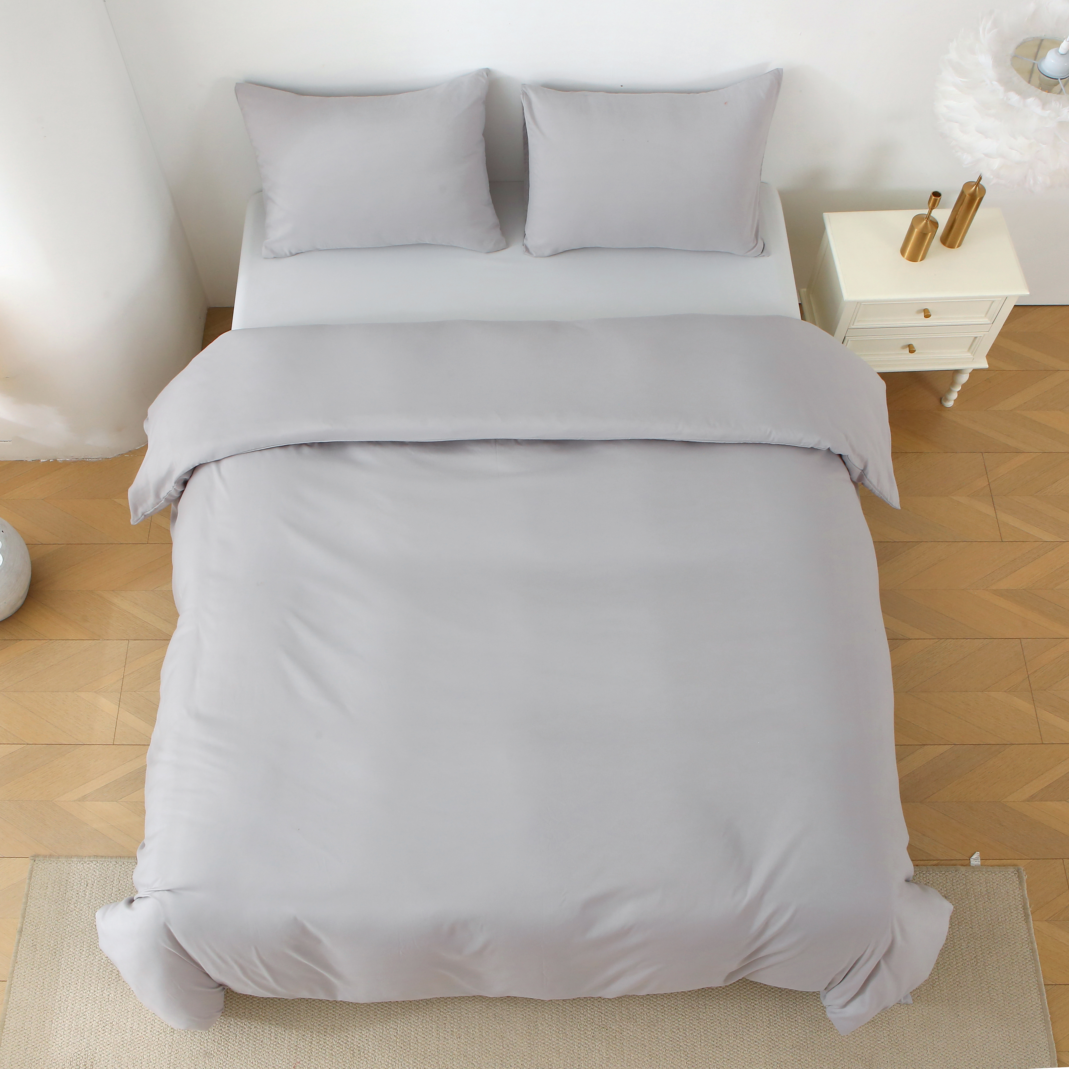 3 Pieces Solid Color Duvet Cover Set with Zipper Closure & 2 Pillow Bedding Set - Picture 18 of 49