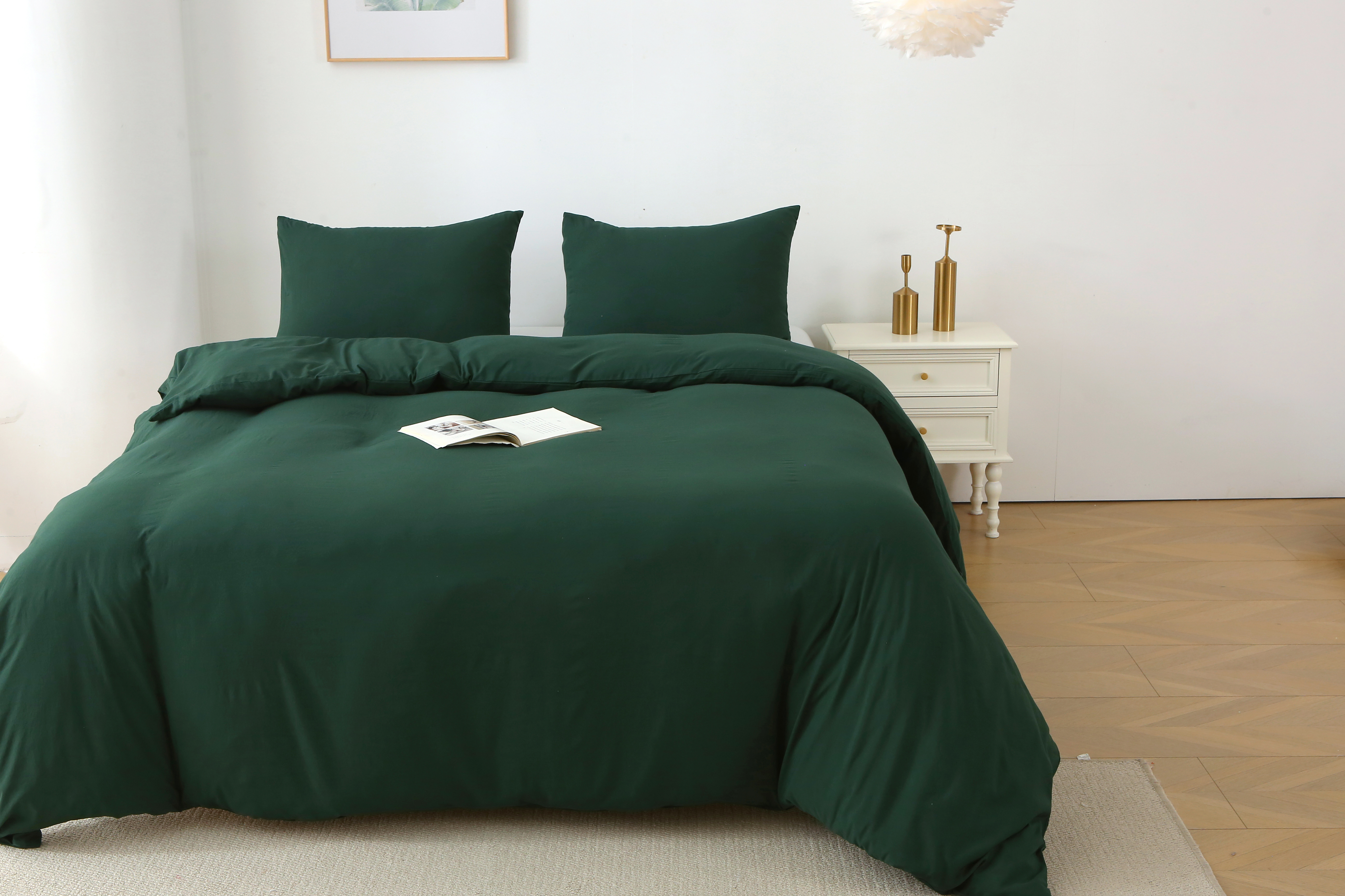 3 Pieces Solid Color Duvet Cover Set with Zipper Closure & 2 Pillow Bedding Set - Picture 29 of 49