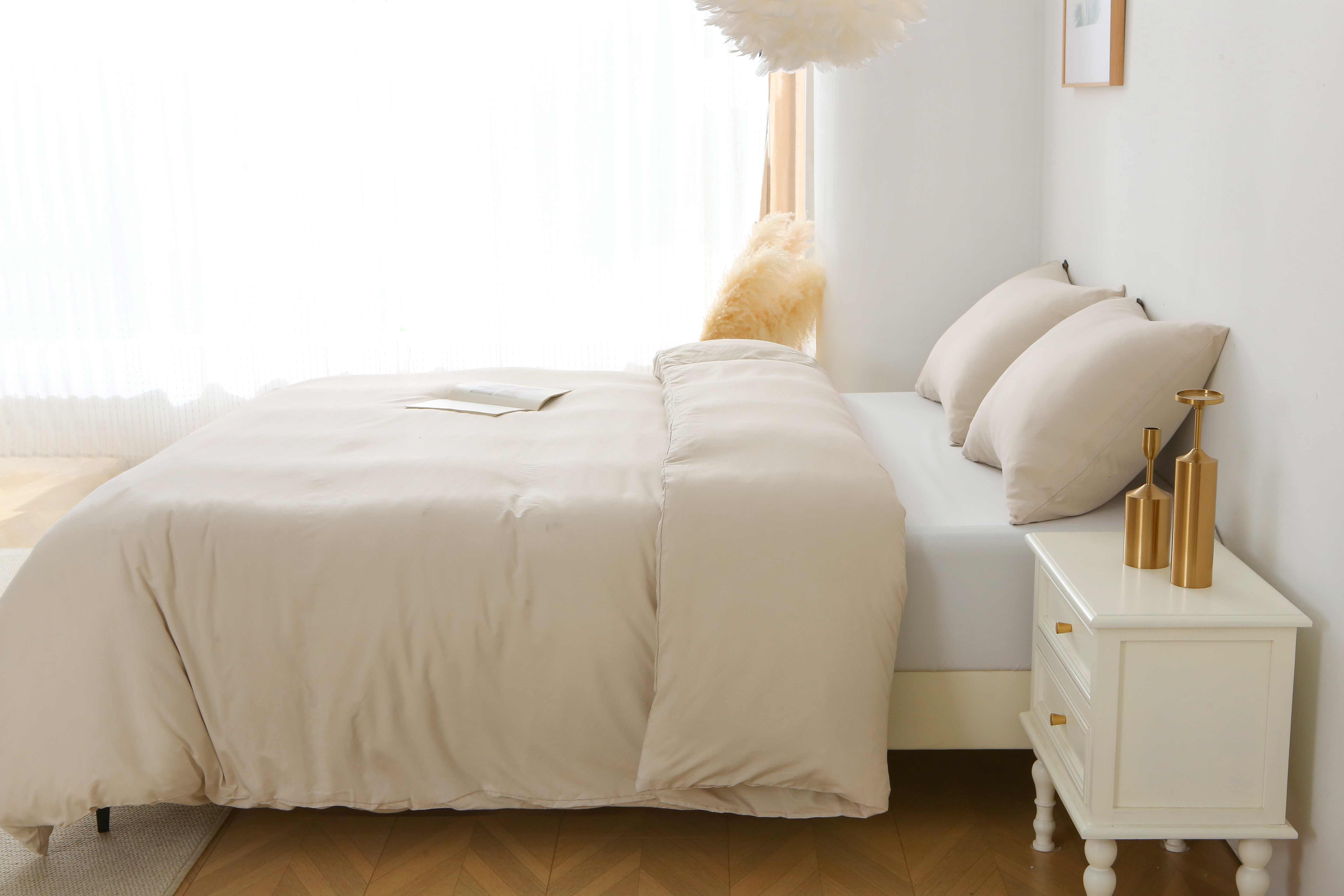 3 Pieces Solid Color Duvet Cover Set with Zipper Closure & 2 Pillow Bedding Set - Picture 34 of 49