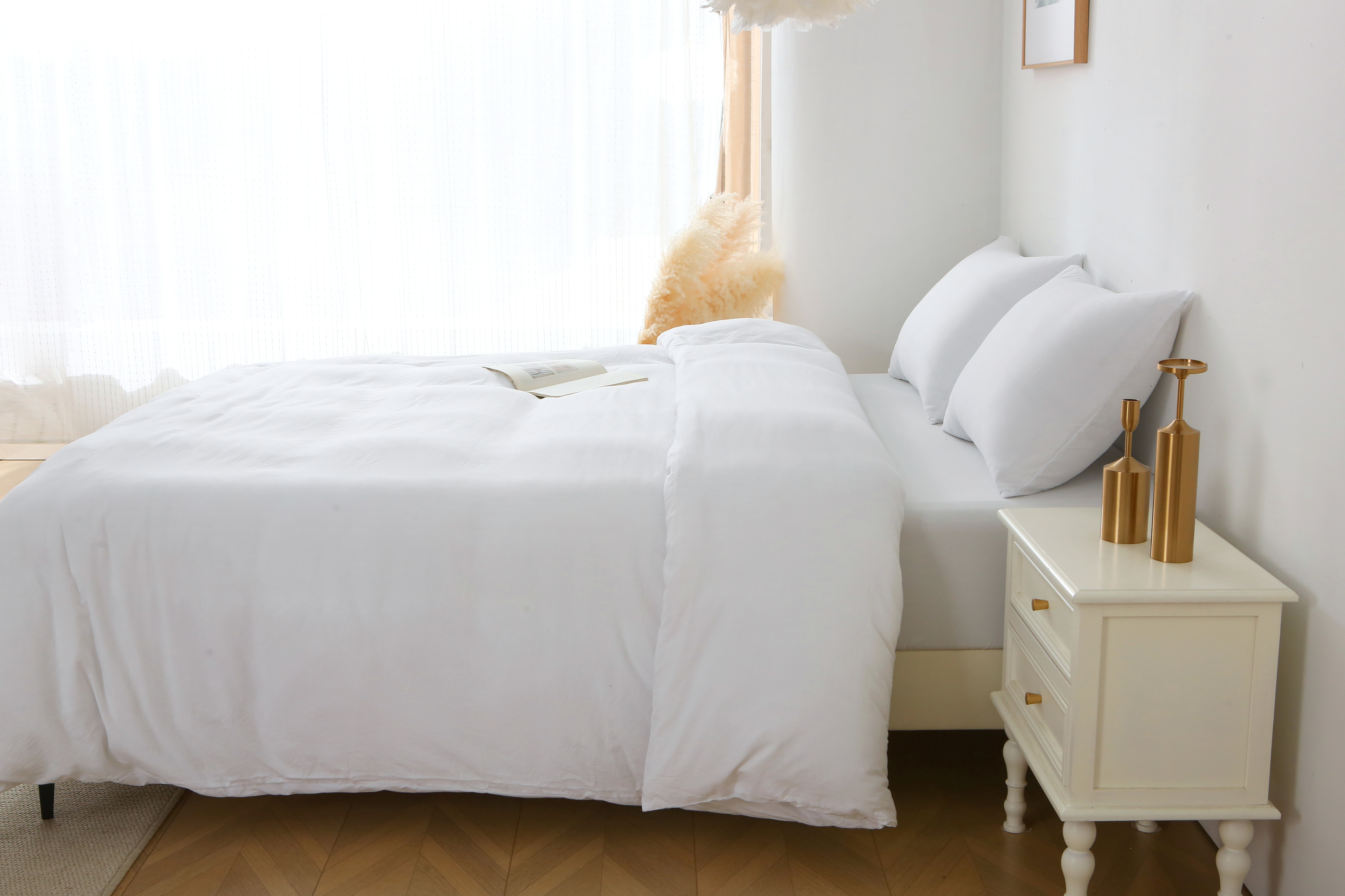 3 Pieces Solid Color Duvet Cover Set with Zipper Closure & 2 Pillow Bedding Set - Picture 44 of 49
