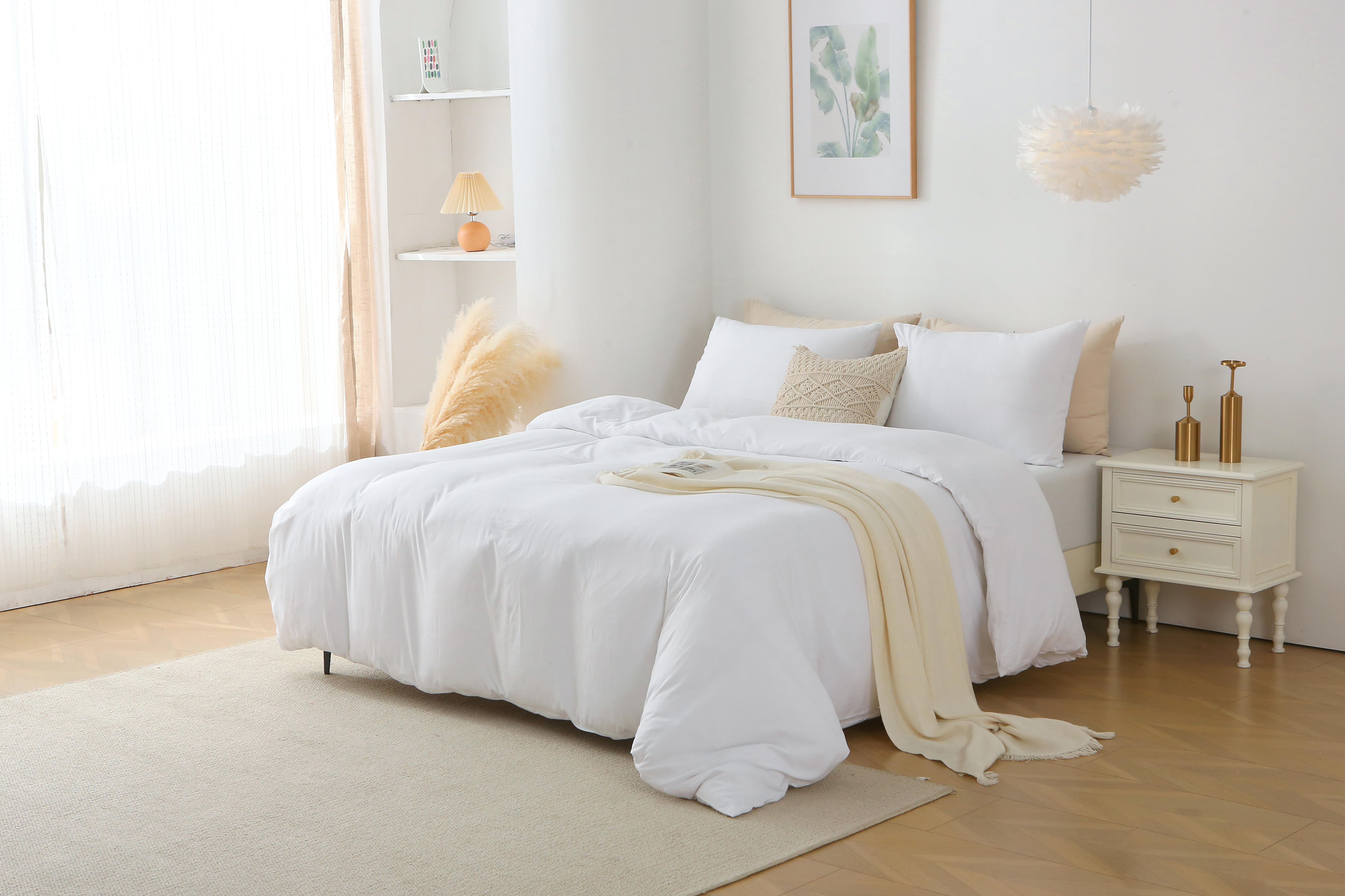 3 Pieces Solid Color Duvet Cover Set with Zipper Closure & 2 Pillow Bedding Set - Picture 45 of 49