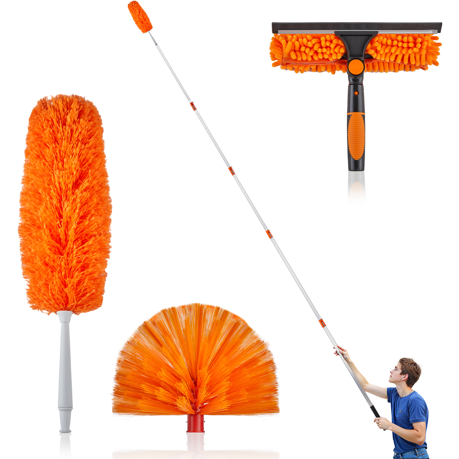 High Reach Duster Kit with 4-12 ft Extension Telescopic Pole