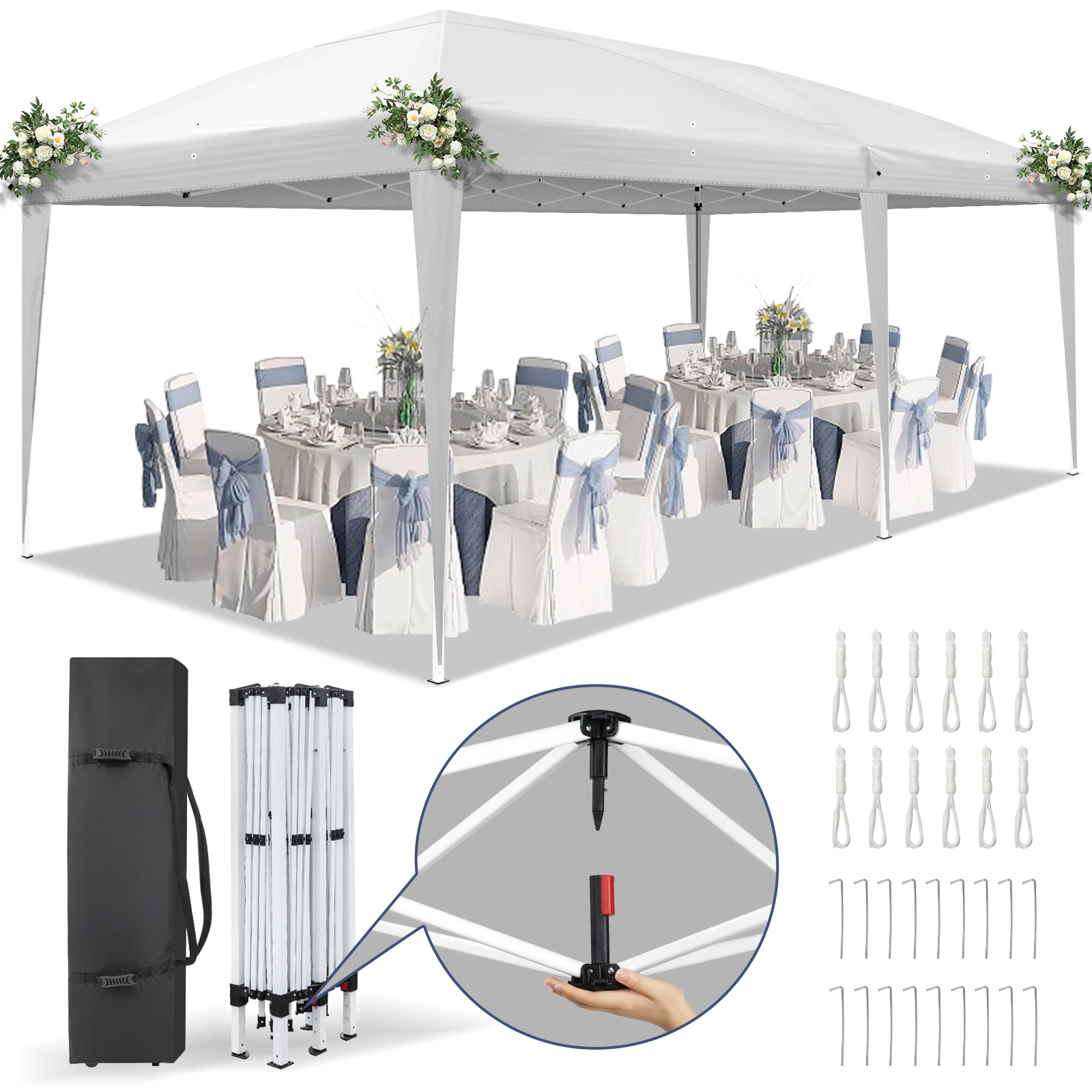 10'x 20' Easy Pop Up Gazebo Canopy Party Weeding Tent Waterproof With Bag - Picture 11 of 12