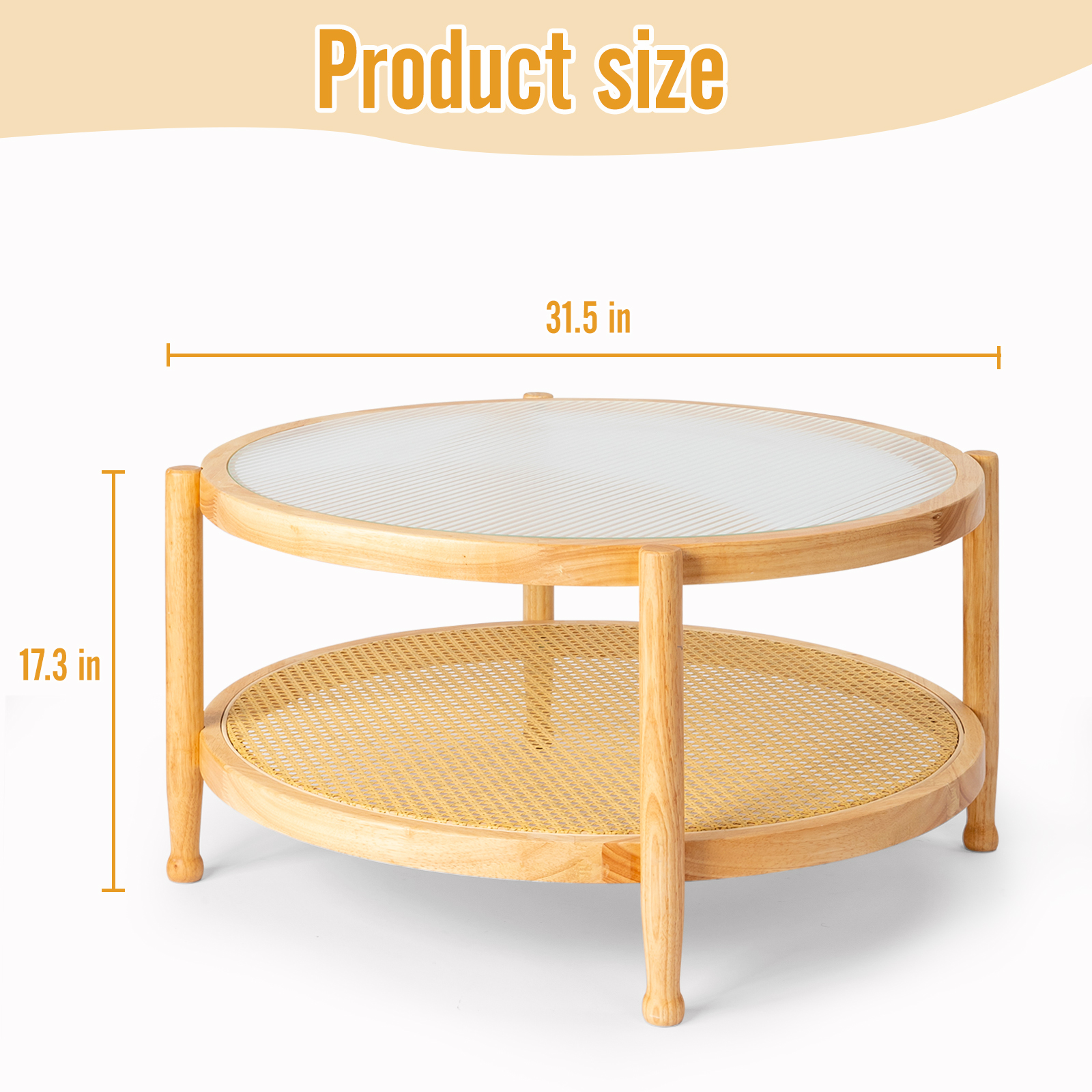 31 in In/Outdoor Modern Round Coffee Table 2 Colors with Storage Open Shelf