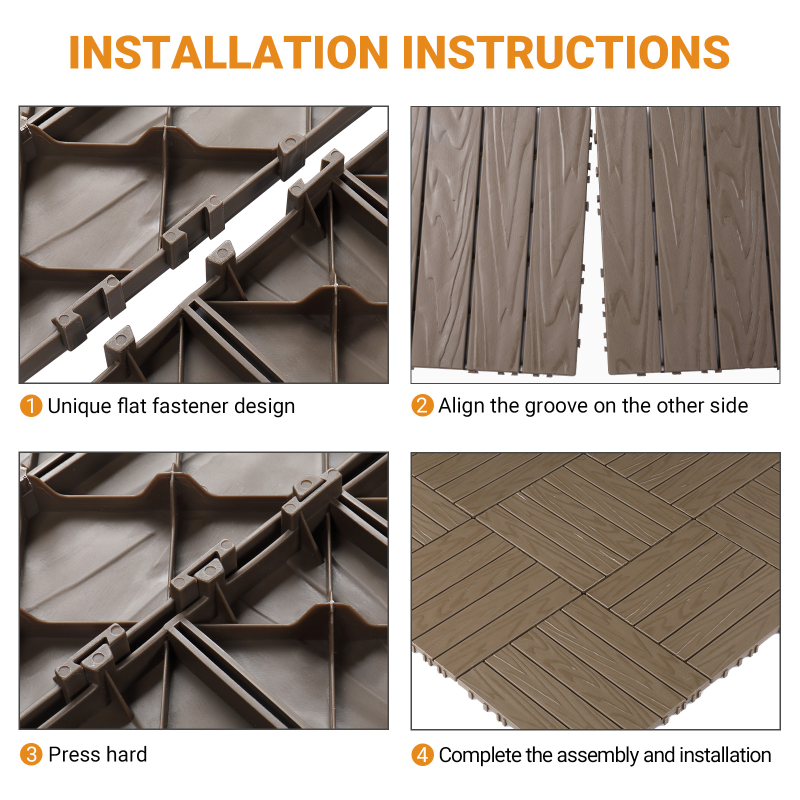 27x Plastic Patio Deck Tiles Interlocking Flooring Indoor&Outdoor 29X29/30X30CM - Picture 31 of 35