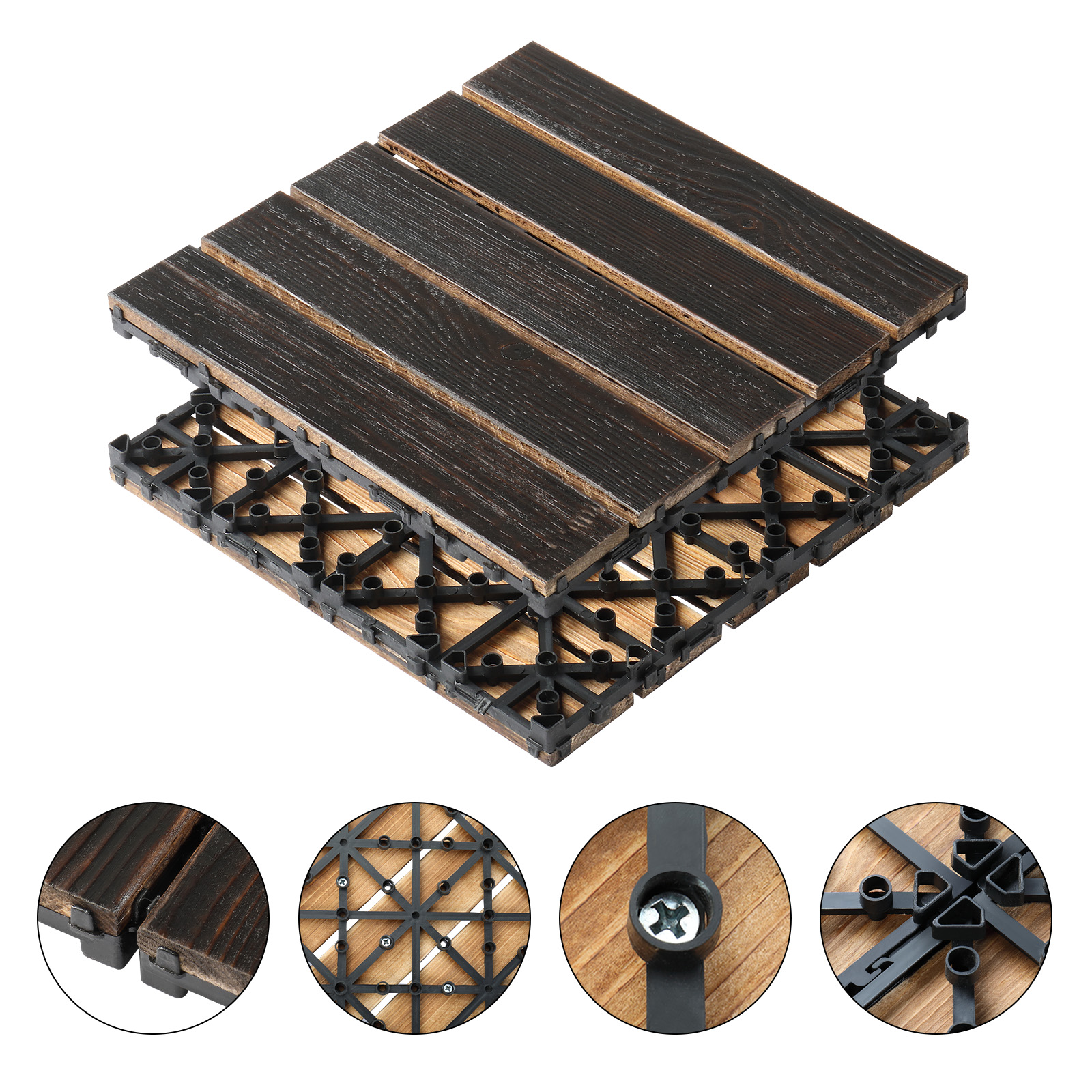 27pcs Decking Tiles- 12x12in Interlocking Flooring Tiles for Patio Garden Deck - Picture 36 of 42