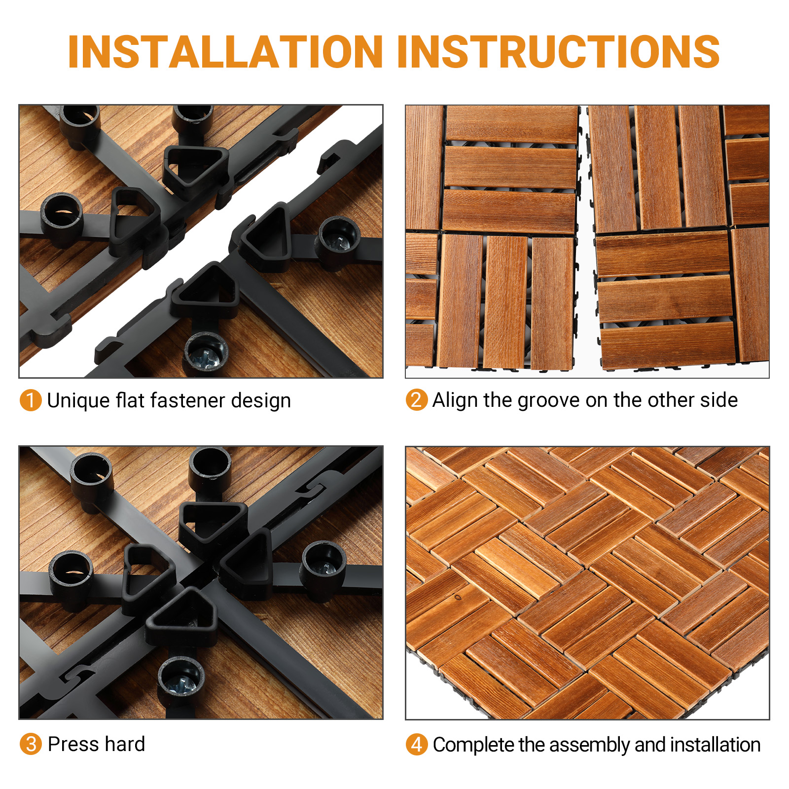 27pcs Decking Tiles- 12x12in Interlocking Flooring Tiles for Patio Garden Deck - Picture 41 of 42