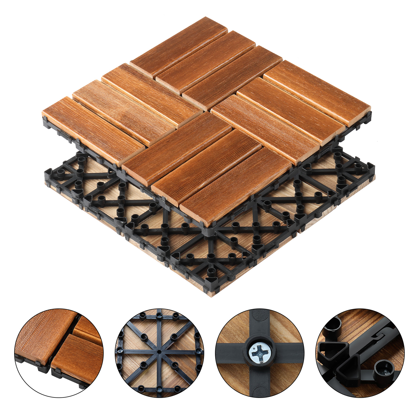 27pcs Decking Tiles- 12x12in Interlocking Flooring Tiles for Patio Garden Deck - Picture 42 of 42