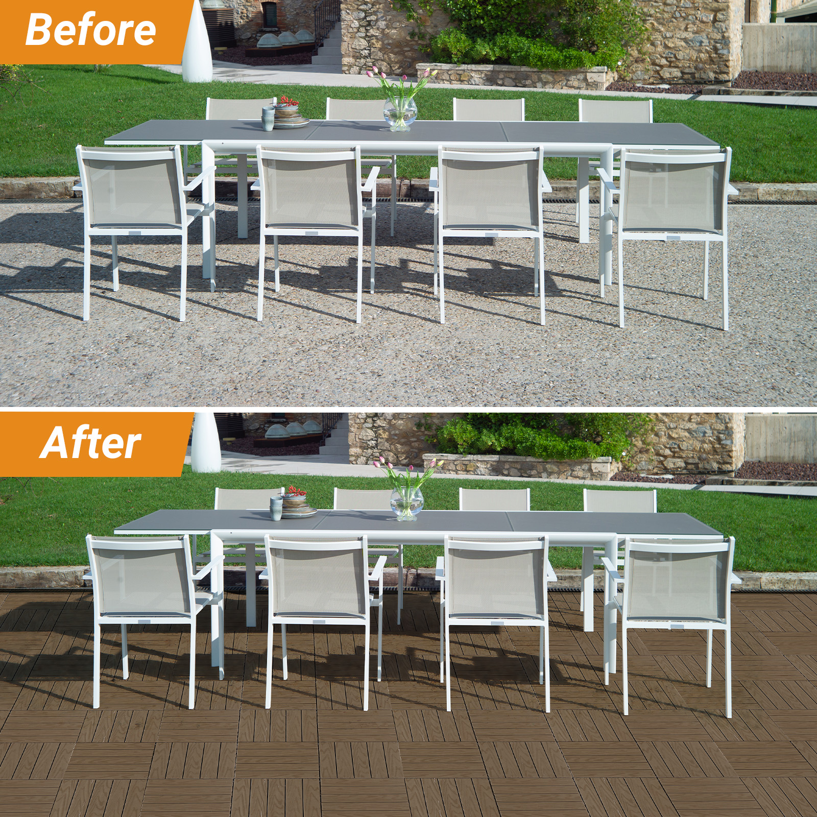 27pcs Decking Tiles- 12x12in Interlocking Flooring Tiles for Patio Garden Deck - Picture 12 of 42