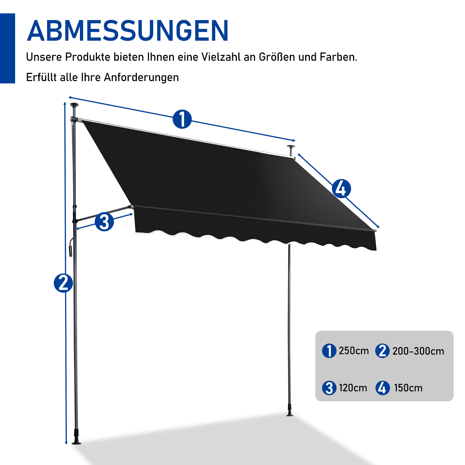 Balkonmarkise Gelenkarm Markise Klemmmarkise Sonnenmarkise Balkon ohne Bohren