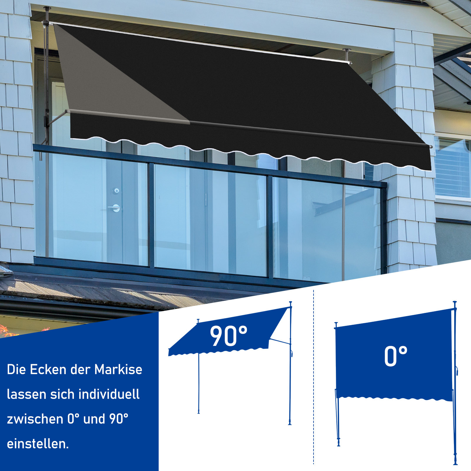 Balkonmarkise Gelenkarm Markise Klemmmarkise Sonnenmarkise Balkon ohne Bohren