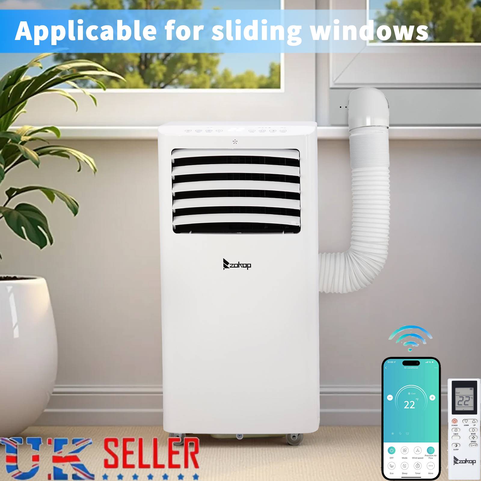 12000BTU 5-in-1 Portable AC for 350ft² Homes-Sleep Mode Cooling&Dehumidification