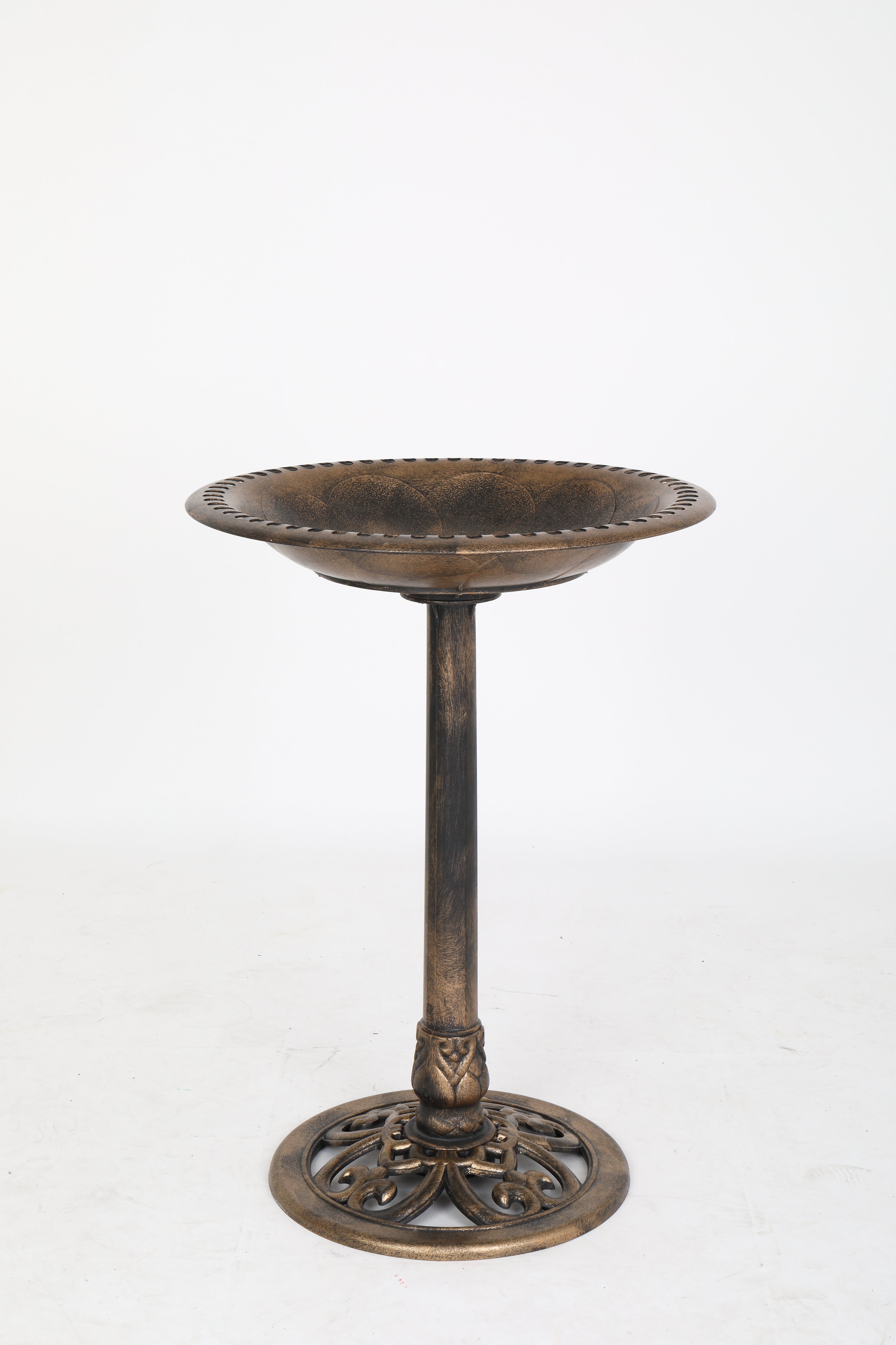 LEADZM Plastic Round Birdbath with Solar Ligh Dark Green
