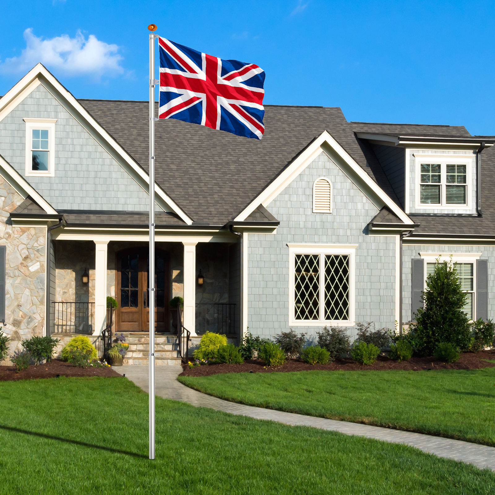 20/25/30FT Yard Telescopic Flagpole Aluminium Sectional Flag Pole Kit w/ UK Flag - Picture 52 of 52
