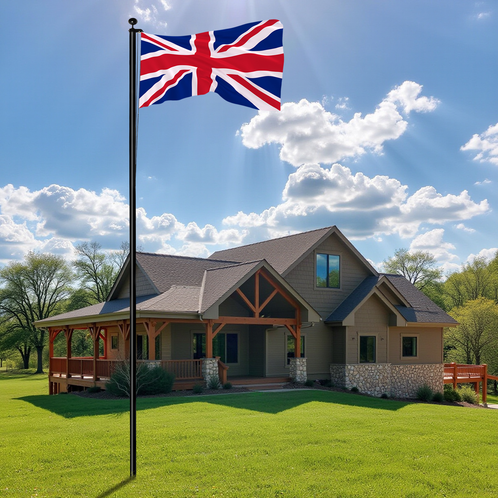 20/25/30FT Yard Telescopic Flagpole Aluminium Sectional Flag Pole Kit w/ UK Flag - Picture 29 of 52