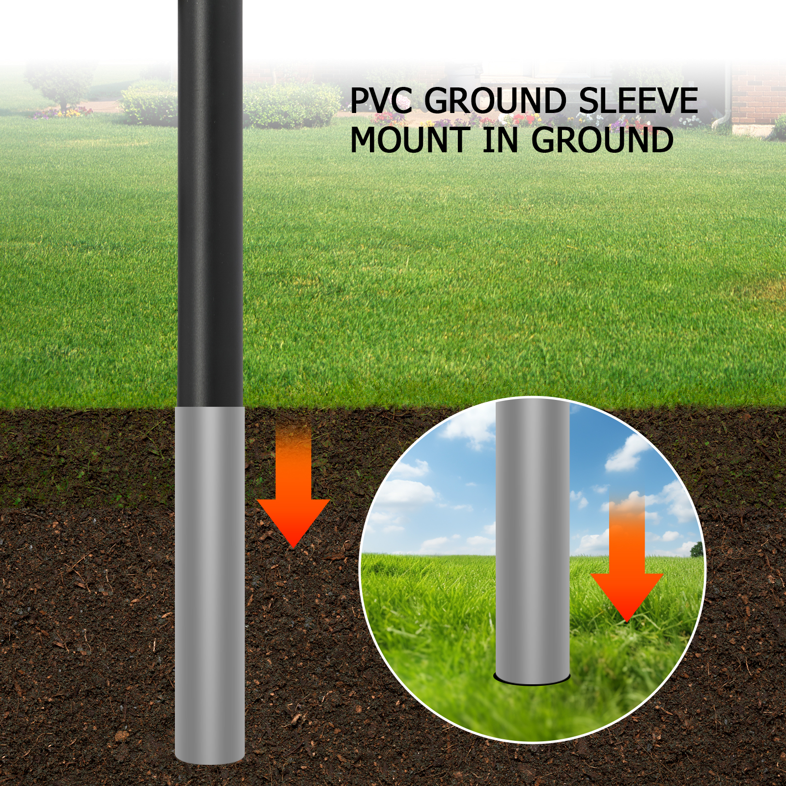 Aluminum Flagpole Floor Mounted Mount Telescopic Flag Pole W/Top Ball & Base Kit - Picture 25 of 45