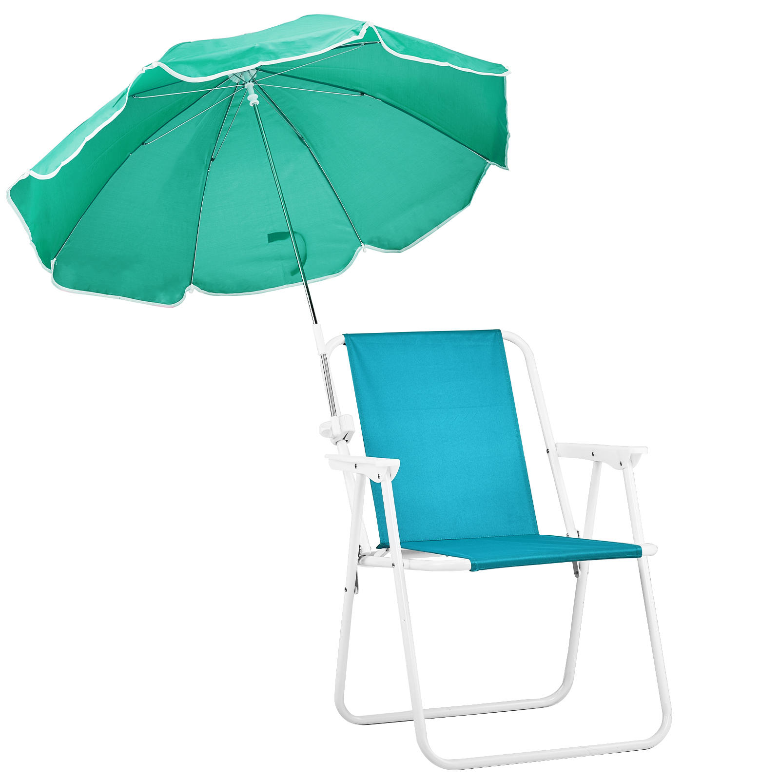 1PCS Folding Beach Chair with Umbrella 265LBS Capacity Outdoor Activities 4Color