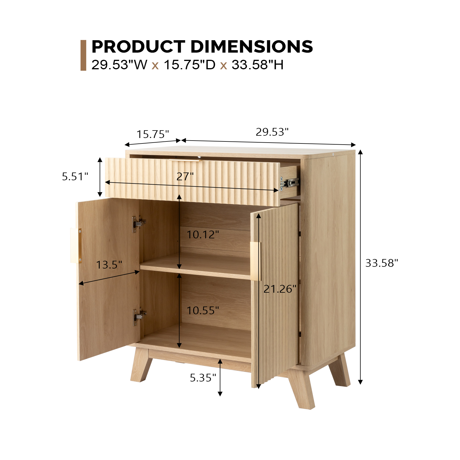 Sideboard Buffet Cabinet Storage Cabinet with Adjustable Shelves for Dining Oak - Picture 13 of 13
