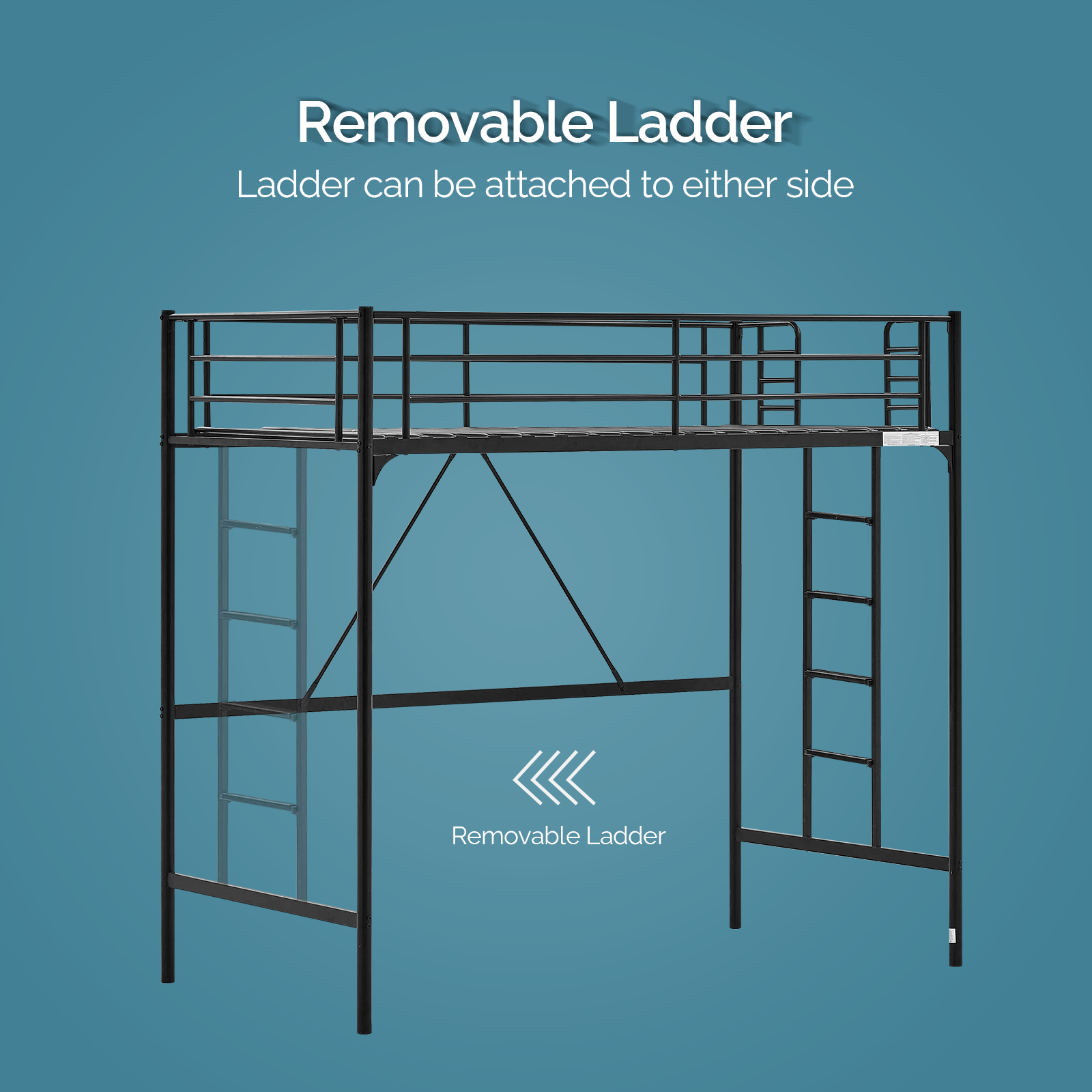 Twin Size Loft Bed with Stairs Removable Ladder & High Guardrail Space-Saving